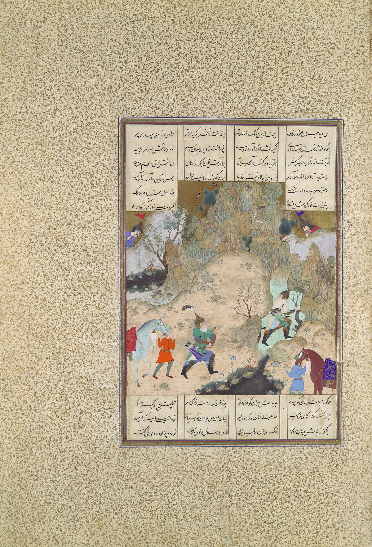 Qasim ibn Ali (attributed) — Shahnama of Shah Tahmasp: The Final Joust of the Rooks (Gudarz Versus Piran) | Persian Miniature Art Print