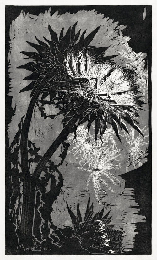 Reijer Stolk — Artichokes in Shadow | Expressionist Woodcut Print - 9ArtPrints