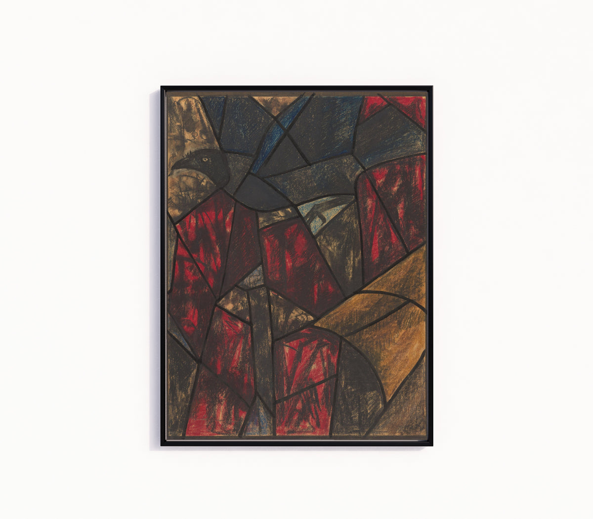 Richard Roland Holst — Design for a Window, Utrecht Cathedral [Black Bird Above Crimson] | Stained Glass Design Art Print