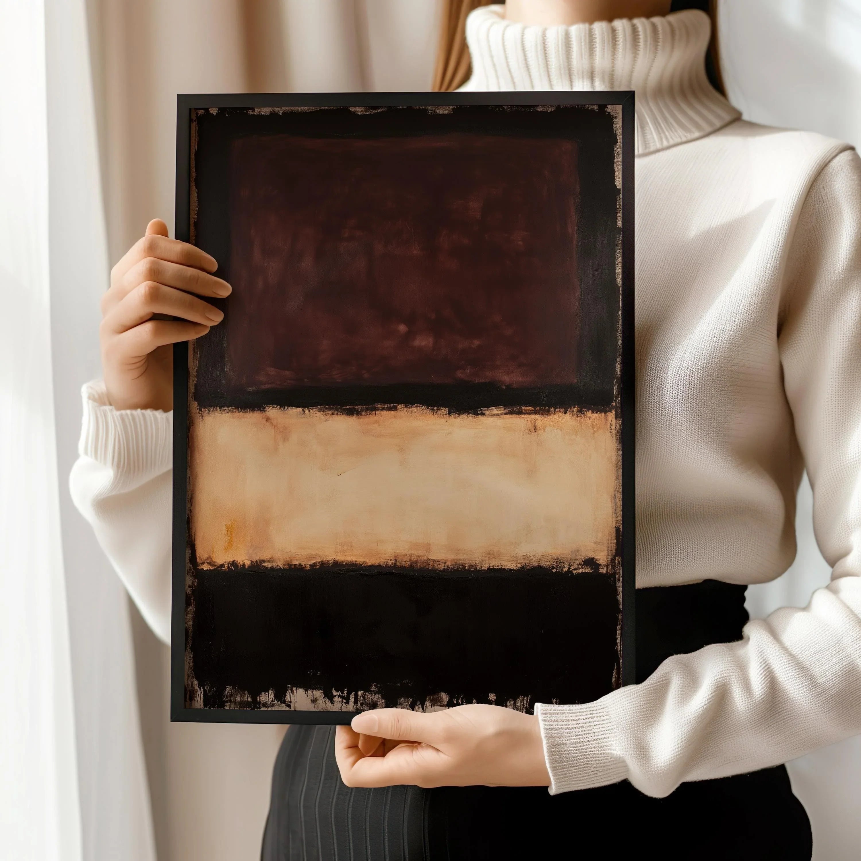 Rothko Style Abstract Art Print: Beige, Brown, Black Colour Field - 9ArtPrints