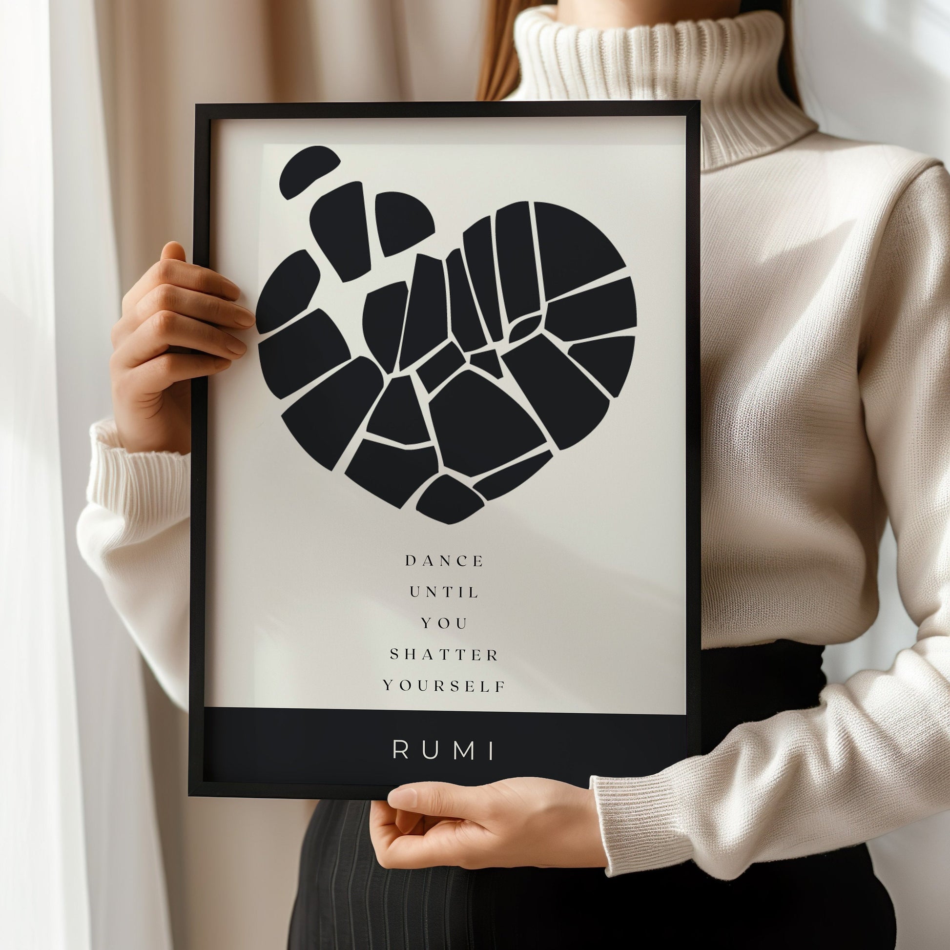 Rumi - Dance Until You Shatter Yourself | Inspiration Neutral Poetry Quote Dancer Gift Poster (available framed or unframed) - 9ArtPrints