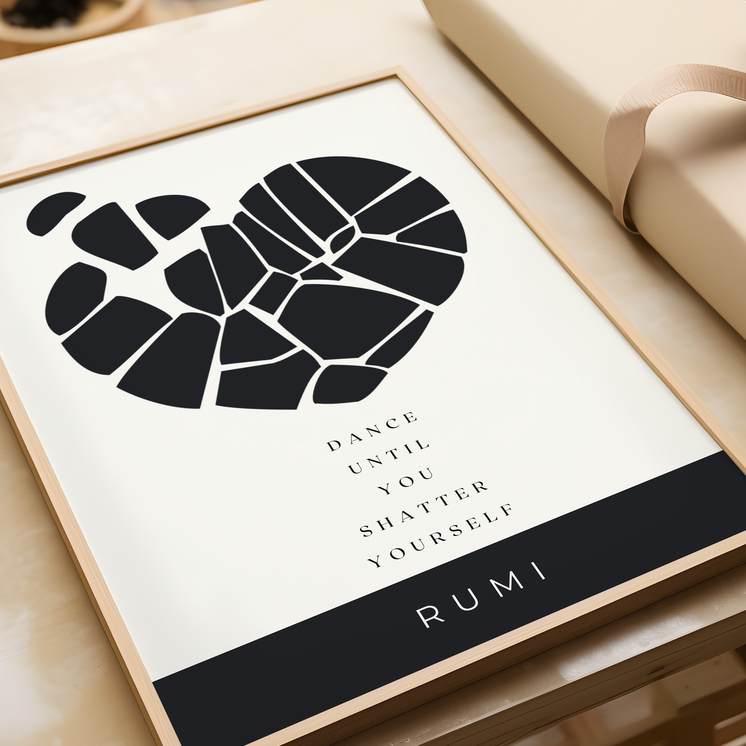 Rumi - Dance Until You Shatter Yourself | Inspiration Neutral Poetry Quote Dancer Gift Poster (available framed or unframed) - 9ArtPrints