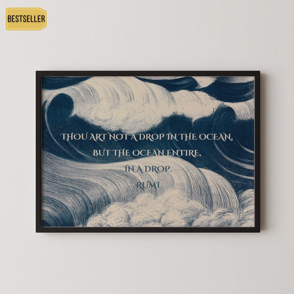 Rumi — Ocean | Sufi Poetry Typography Print in Blue