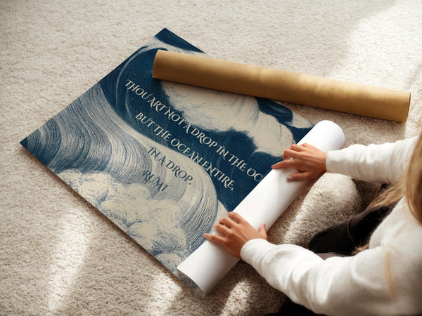 Rumi — Ocean | Sufi Poetry Typography Print in Blue