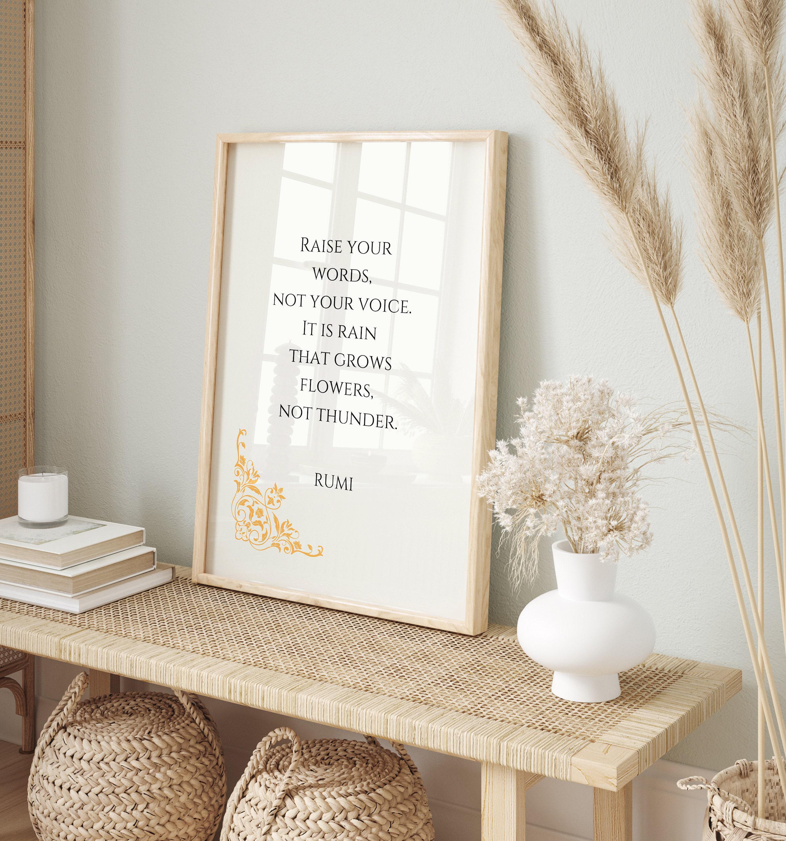 Rumi Quote Art Print: Rain & Thunder Poem, Beige Inspirational Poster - 9ArtPrints