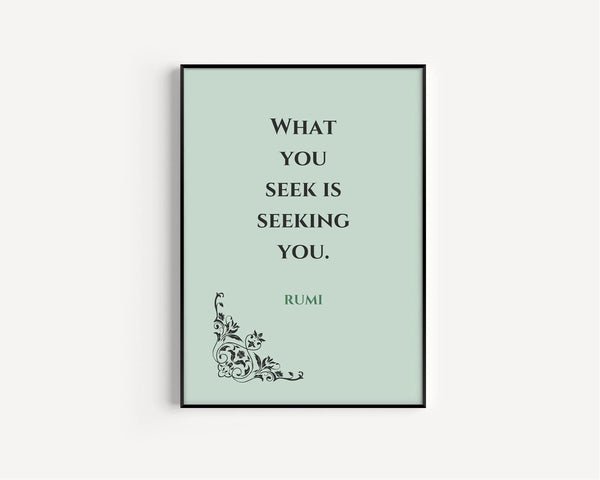 Rumi — Seek | Sufi Poetry Typography Print in Mint Green
