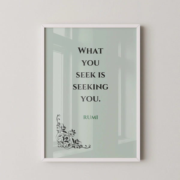 Rumi — Seek | Sufi Poetry Typography Print in Mint Green