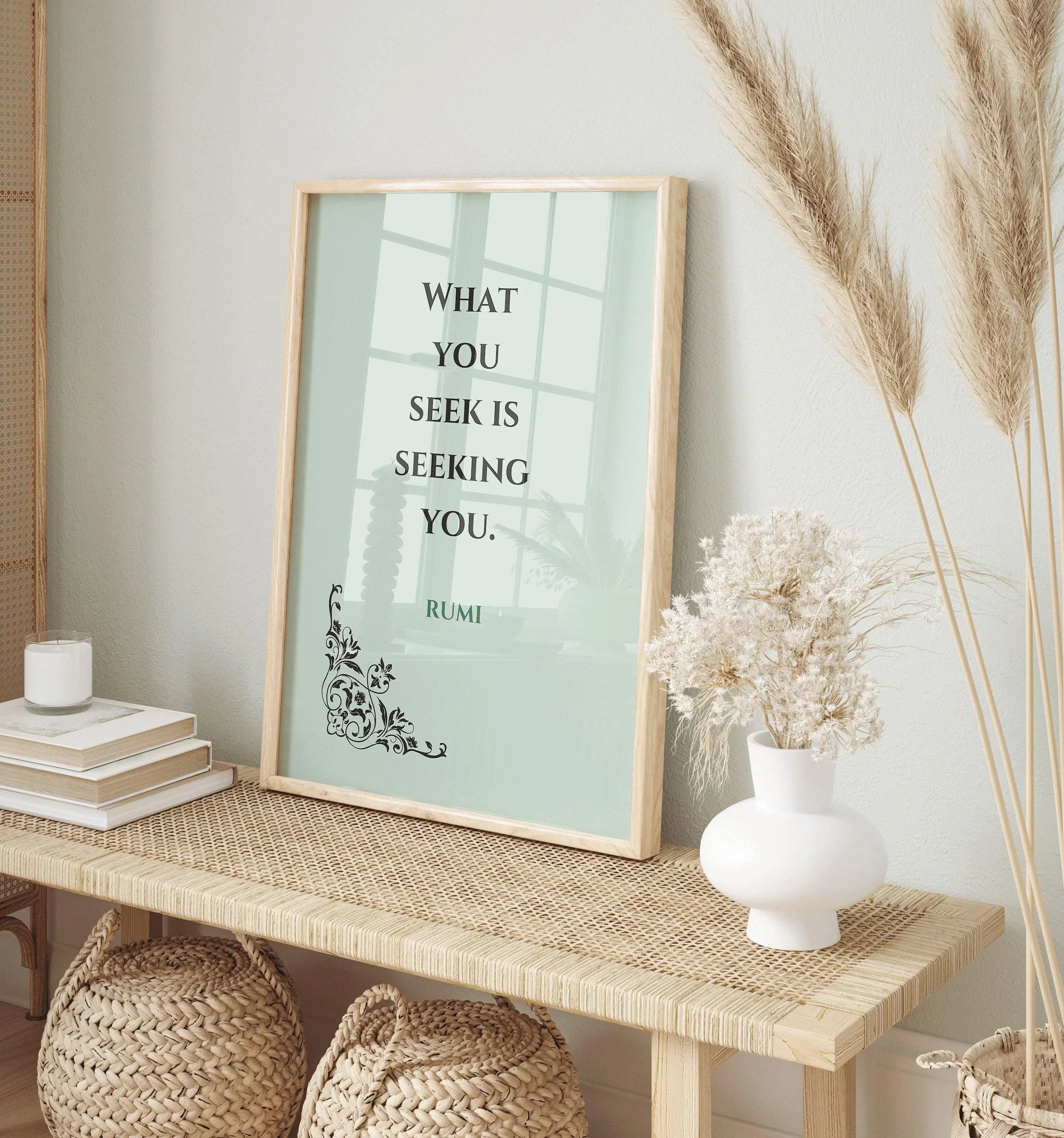Rumi Quote Print: Mint Green Inspirational Poetry, Giclee Art - 9ArtPrints