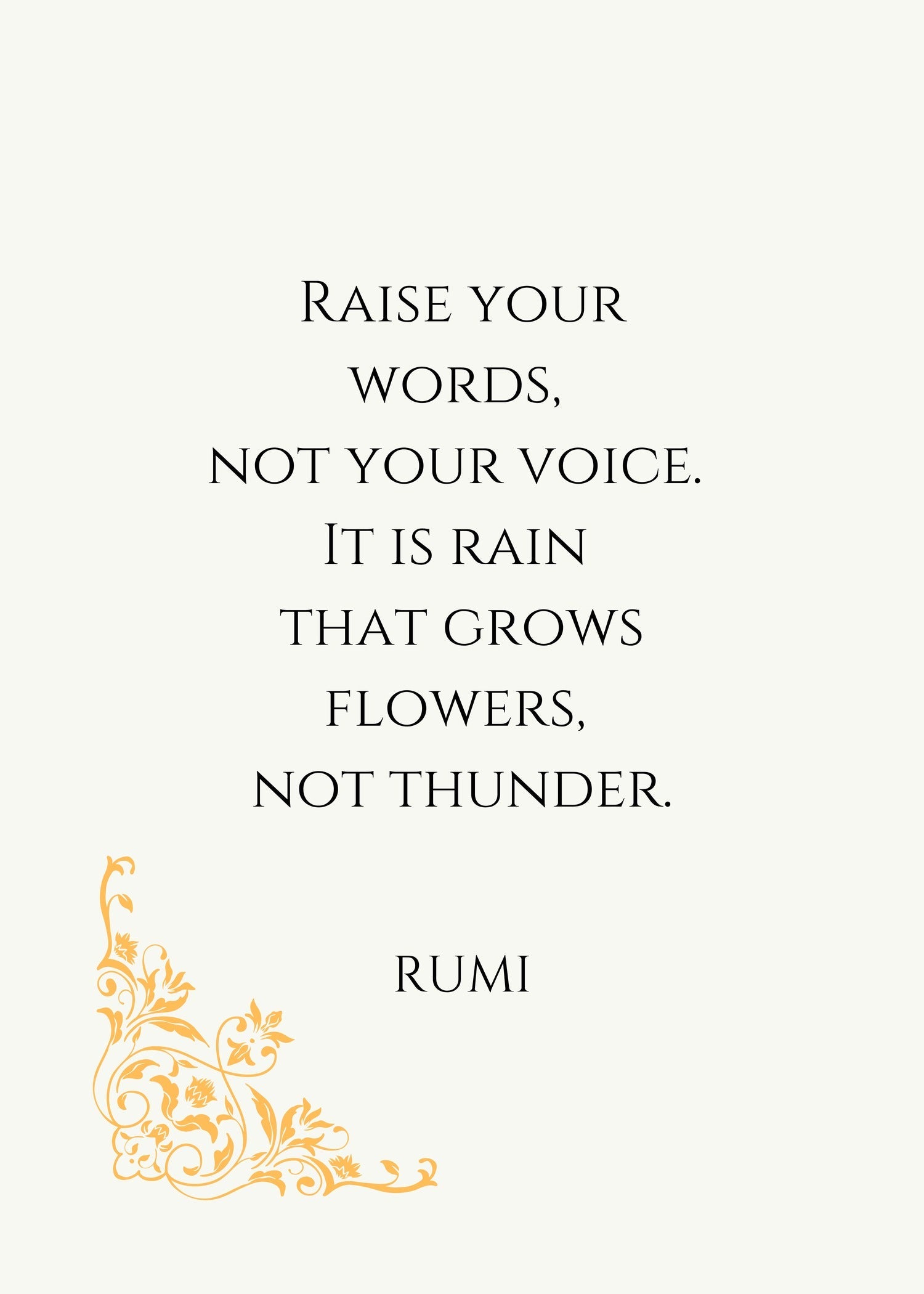 Rumi — Rain and Thunder | Sufi Poetry Typography Print in Beige - 9ArtPrints