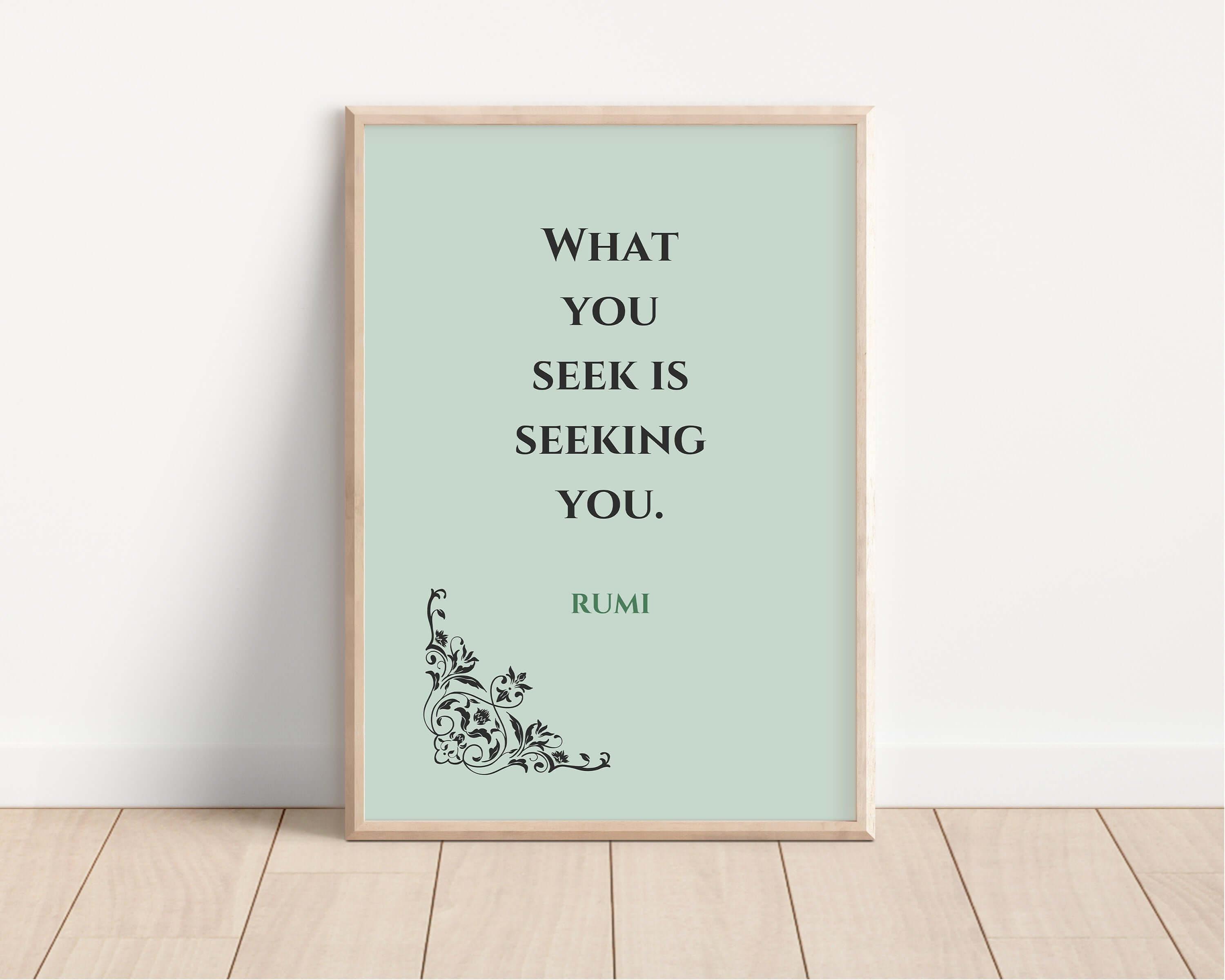 Rumi - Seek | Mint Green Inspirational Quote Poetry Poster (available framed or unframed) - 9ArtPrints