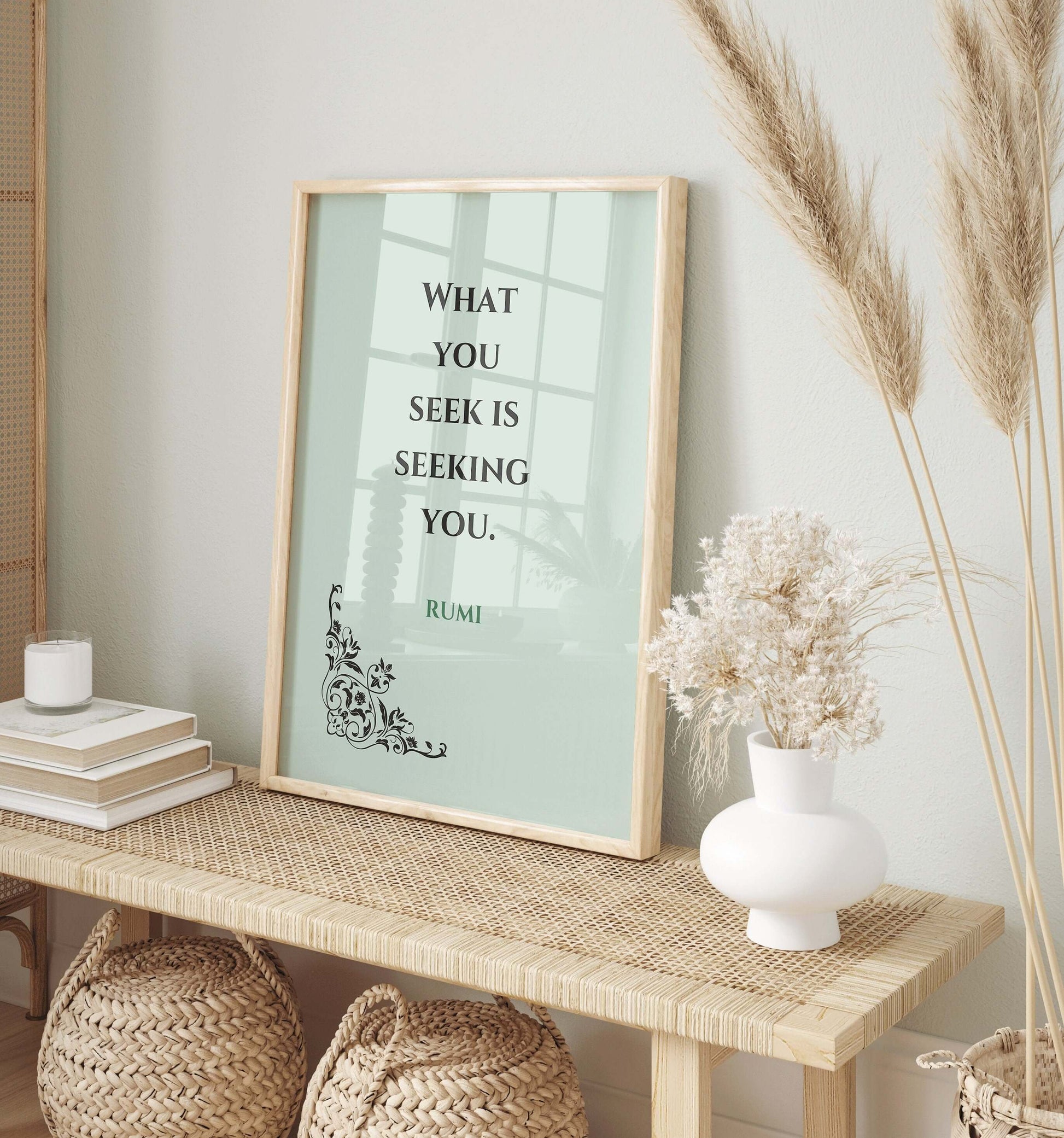 Rumi - Seek | Mint Green Inspirational Quote Poetry Poster (available framed or unframed) - 9ArtPrints