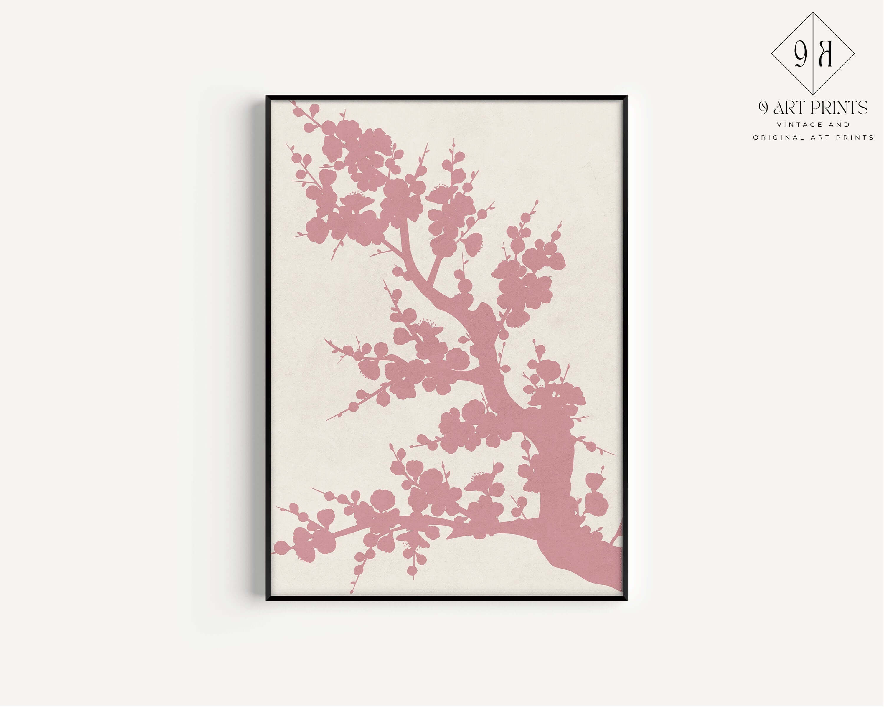 Sakura Cherry Blossoms | Modern Botanical Art Print in Pink (available framed or unframed) - 9ArtPrints