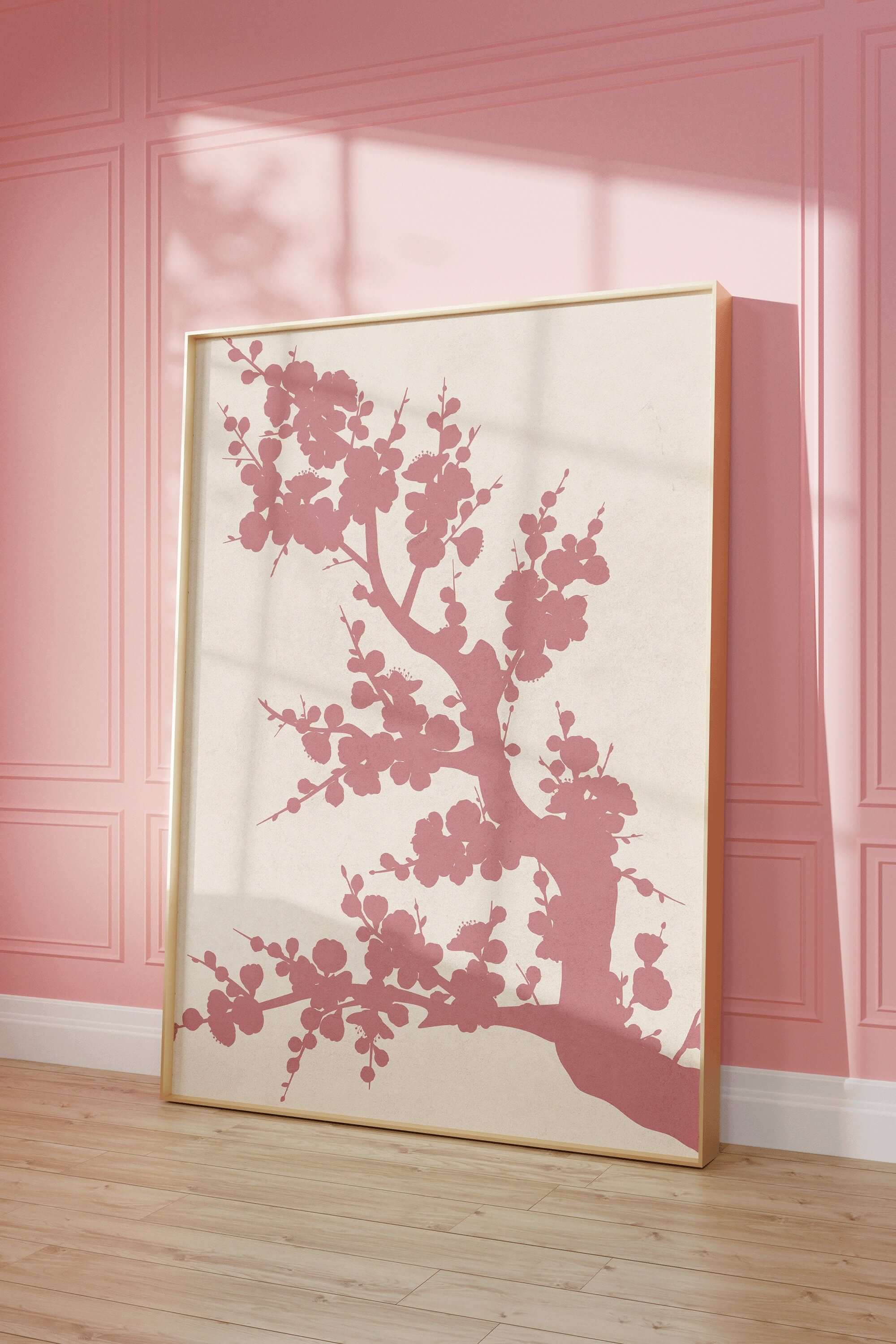 Sakura Cherry Blossoms | Modern Botanical Art Print in Pink (available framed or unframed) - 9ArtPrints