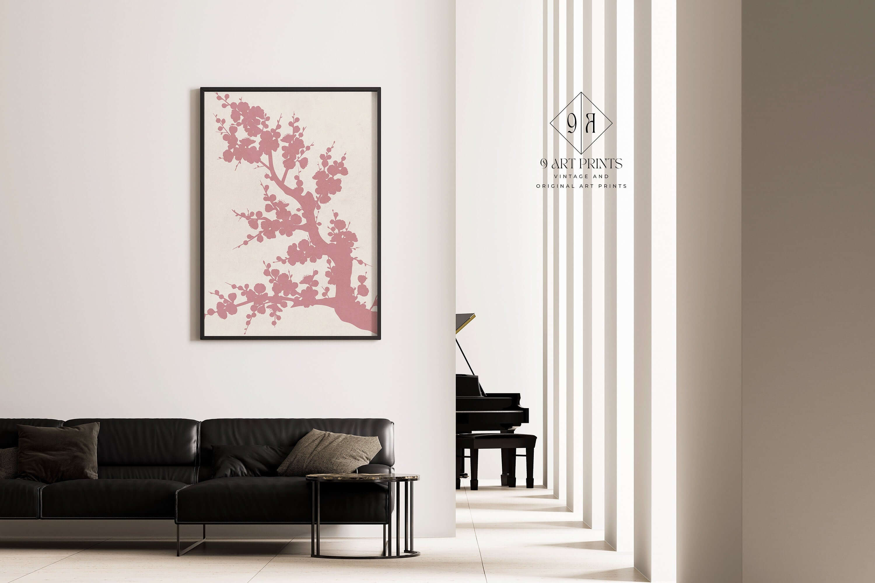 Sakura Cherry Blossoms | Modern Botanical Art Print in Pink (available framed or unframed) - 9ArtPrints