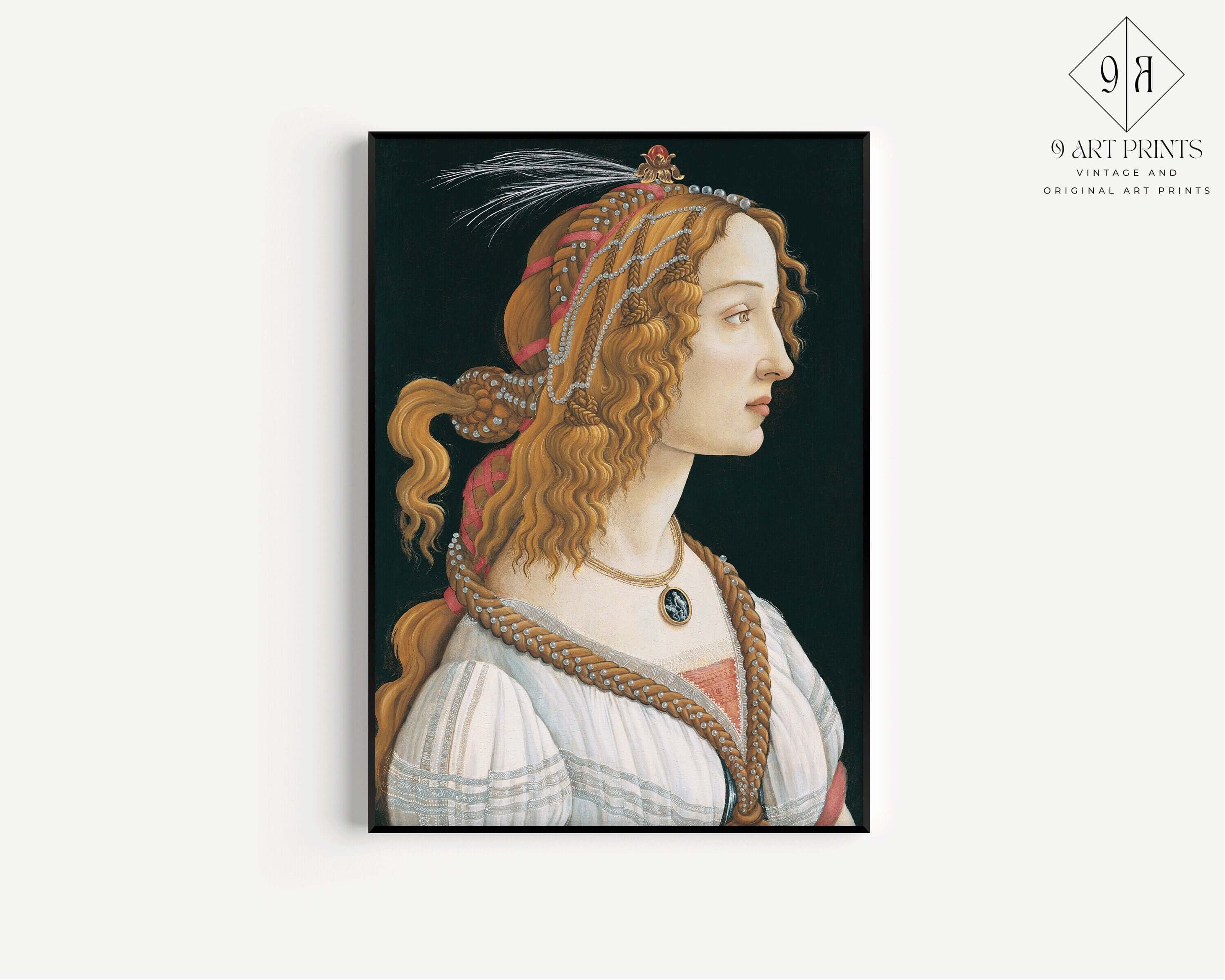 Sandro Botticelli - Idealized Portrait of a Lady (Vespucci) | Fine Art Renaissance (available framed or unframed) - 9ArtPrints