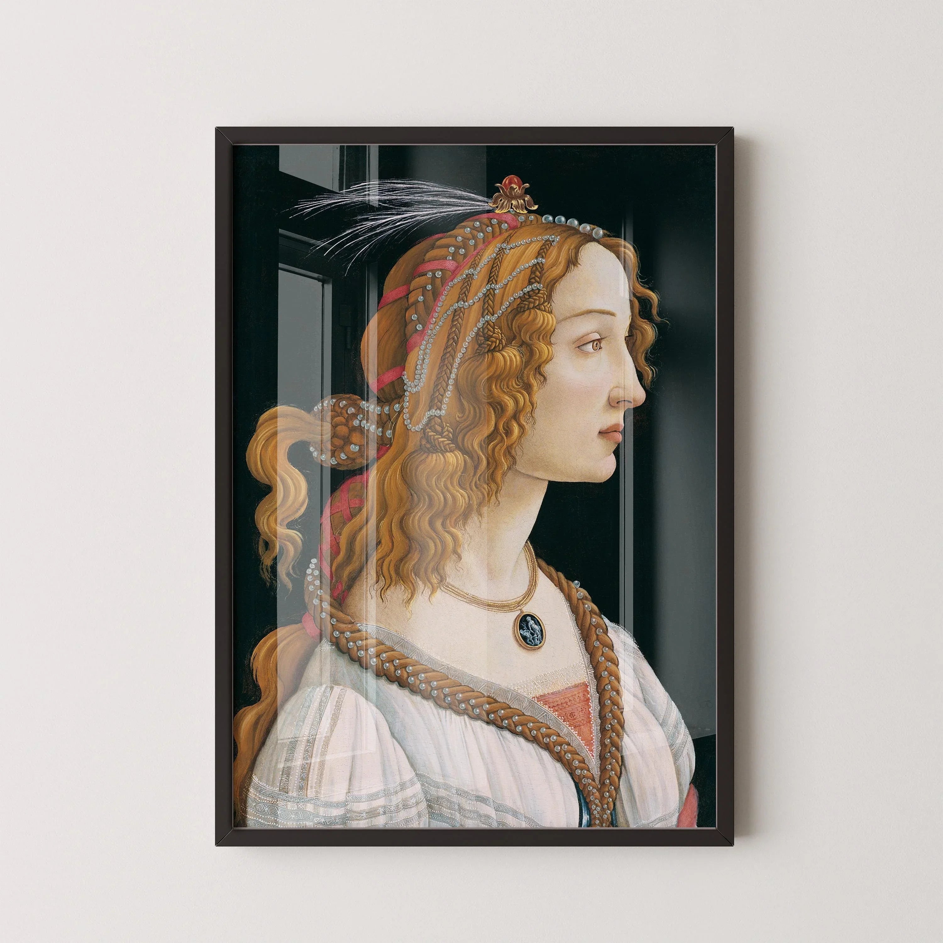 Sandro Botticelli - Idealized Portrait of a Lady (Vespucci) | Fine Art Renaissance (available handframed or unframed) - 9ArtPrints