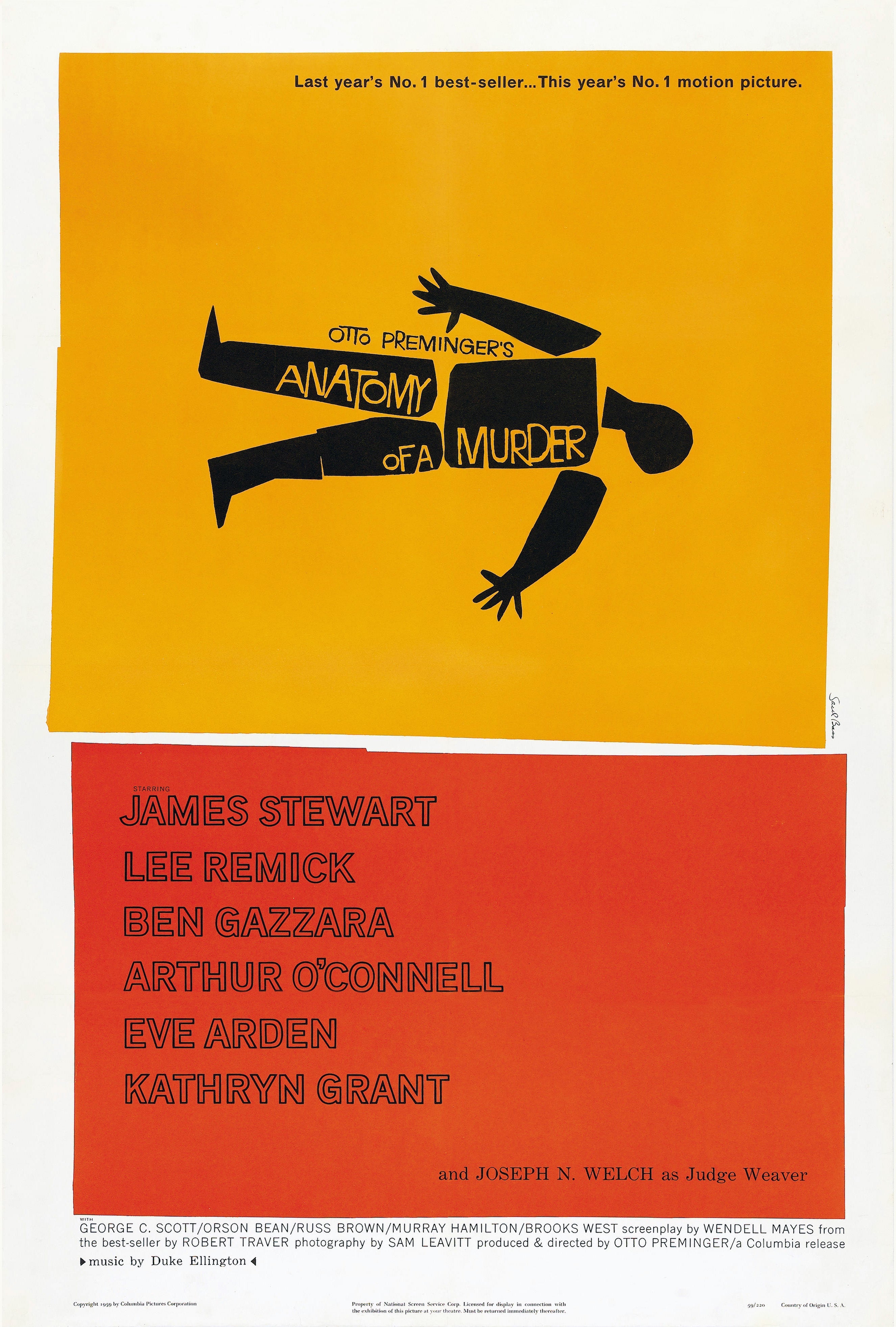 Saul Bass — Anatomy of a Murder (1959) | Vintage Movie Poster Print - 9ArtPrints