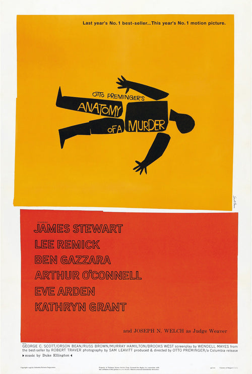 Saul Bass — Anatomy of a Murder (1959) | Vintage Movie Poster Print - 9ArtPrints