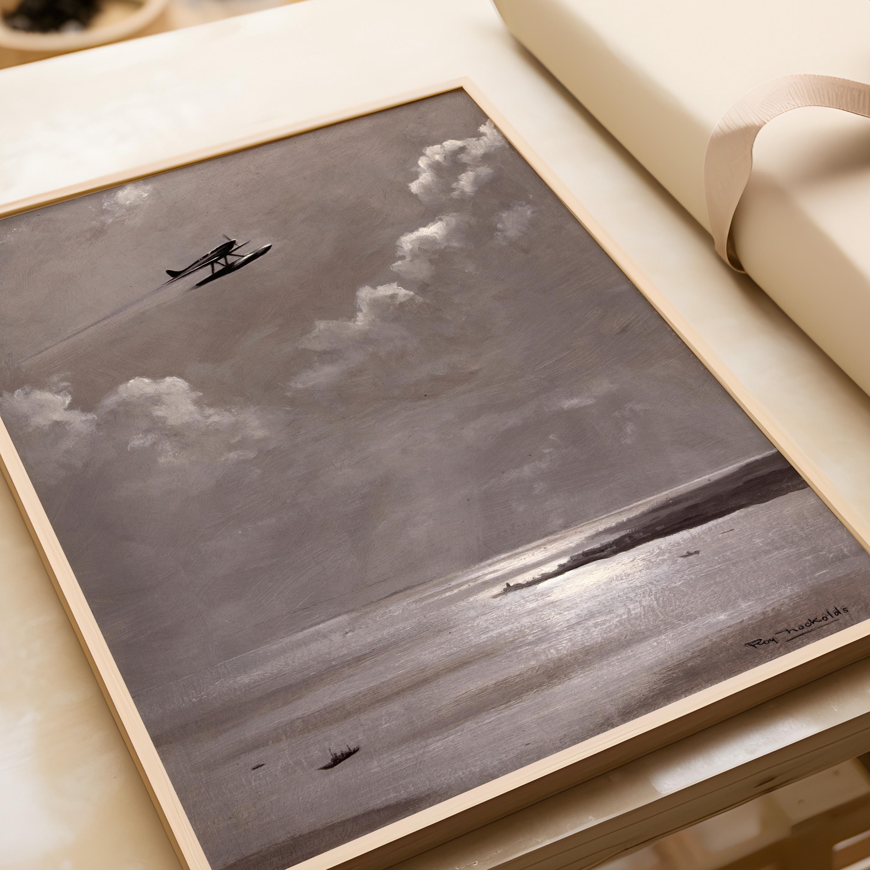 Seascape Giclée Print: WW2 Airplane Art by Roy Nockolds, Handframed - 9ArtPrints