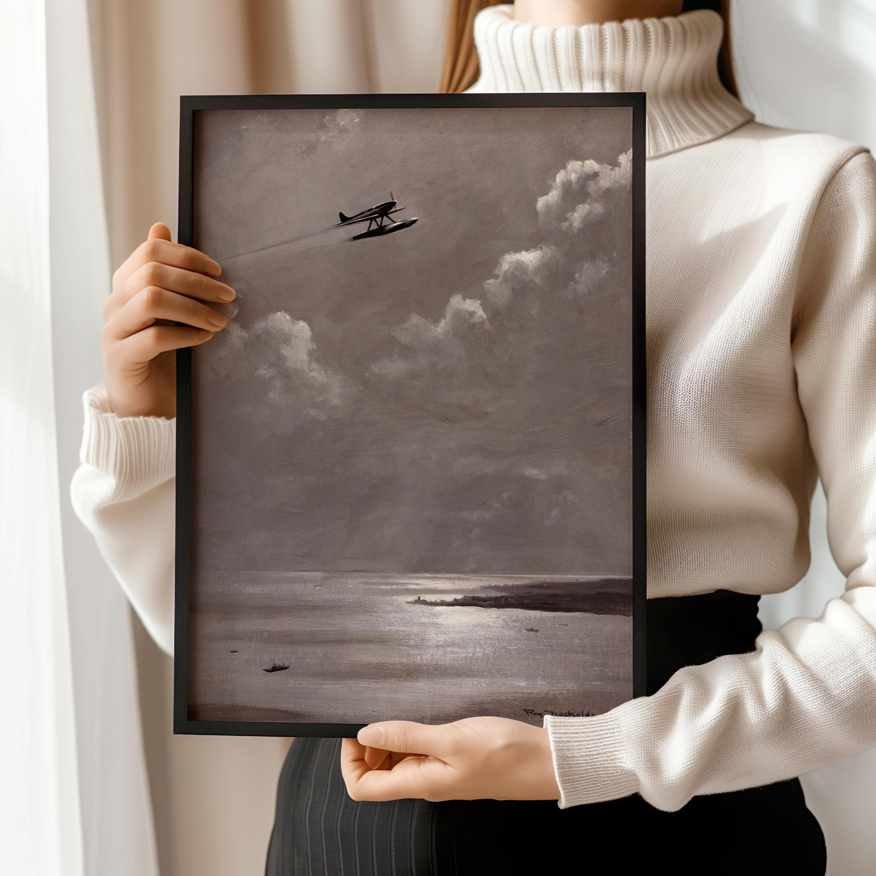 Seascape Giclée Print: WW2 Airplane Art by Roy Nockolds, Handframed - 9ArtPrints