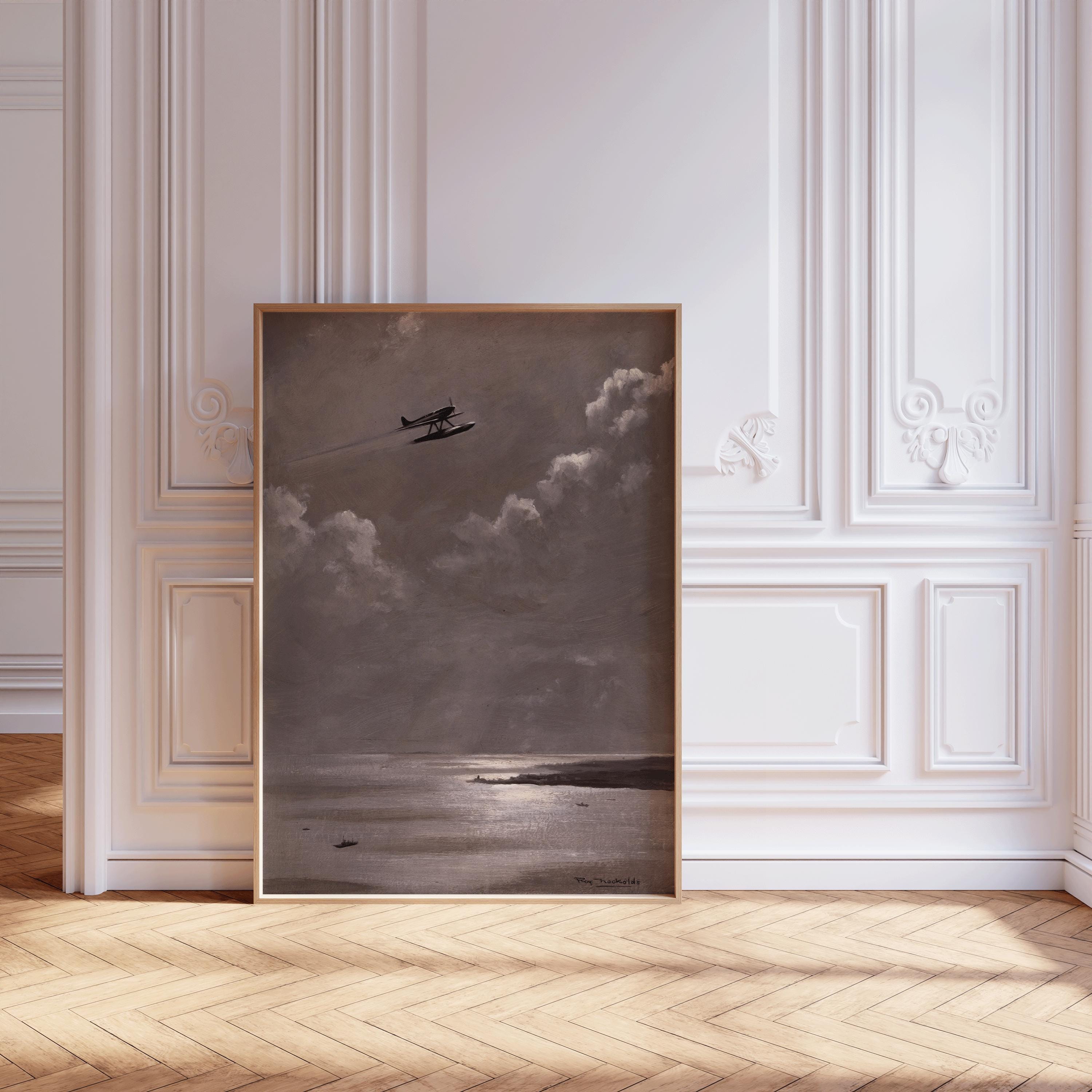 Seascape Giclée Print: WW2 Airplane Art by Roy Nockolds, Handframed - 9ArtPrints