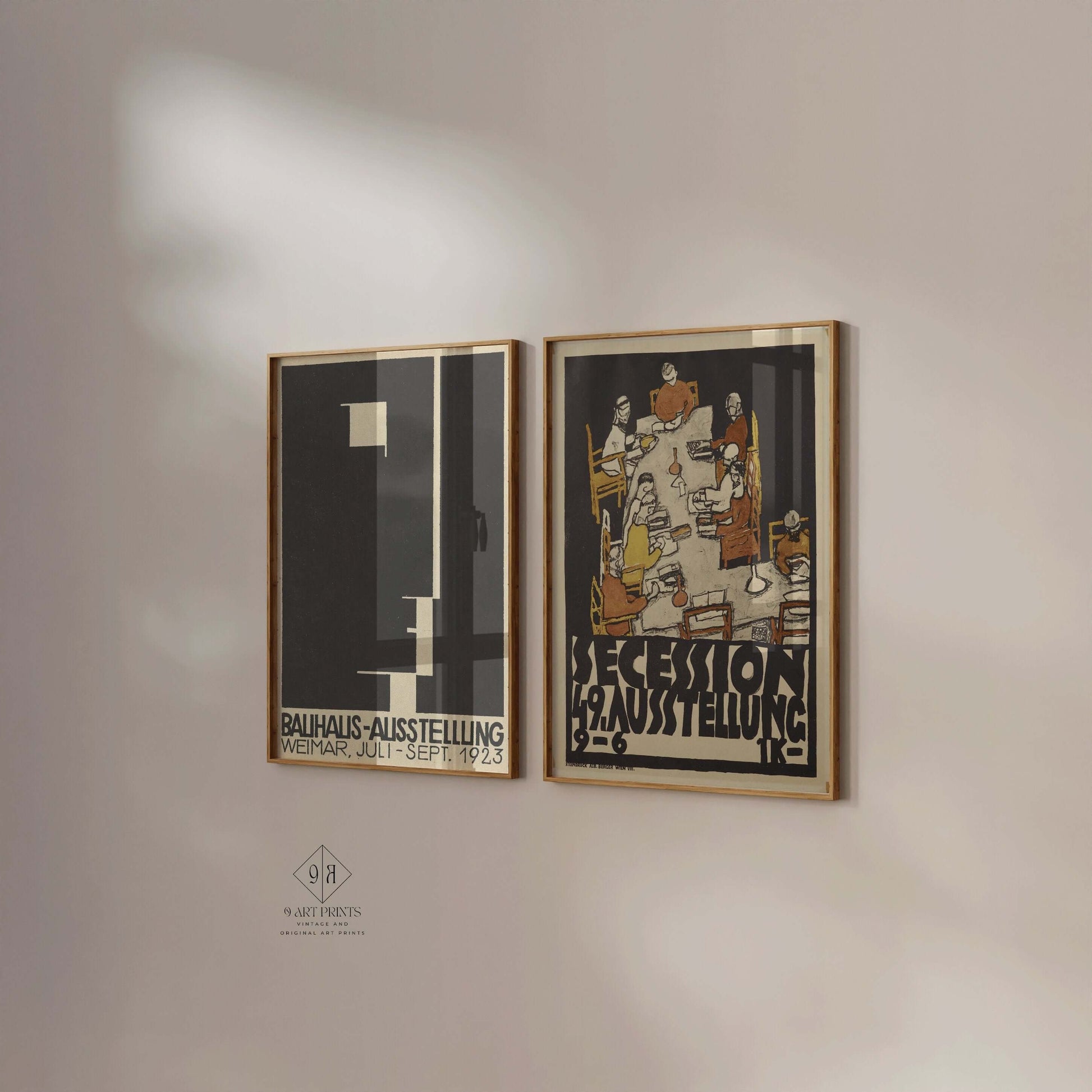 Set of 2 Bauhaus Egon Schiele Ausstellung Posters | Mid - Century Modern Art Prints (available framed or unframed) - 9ArtPrints