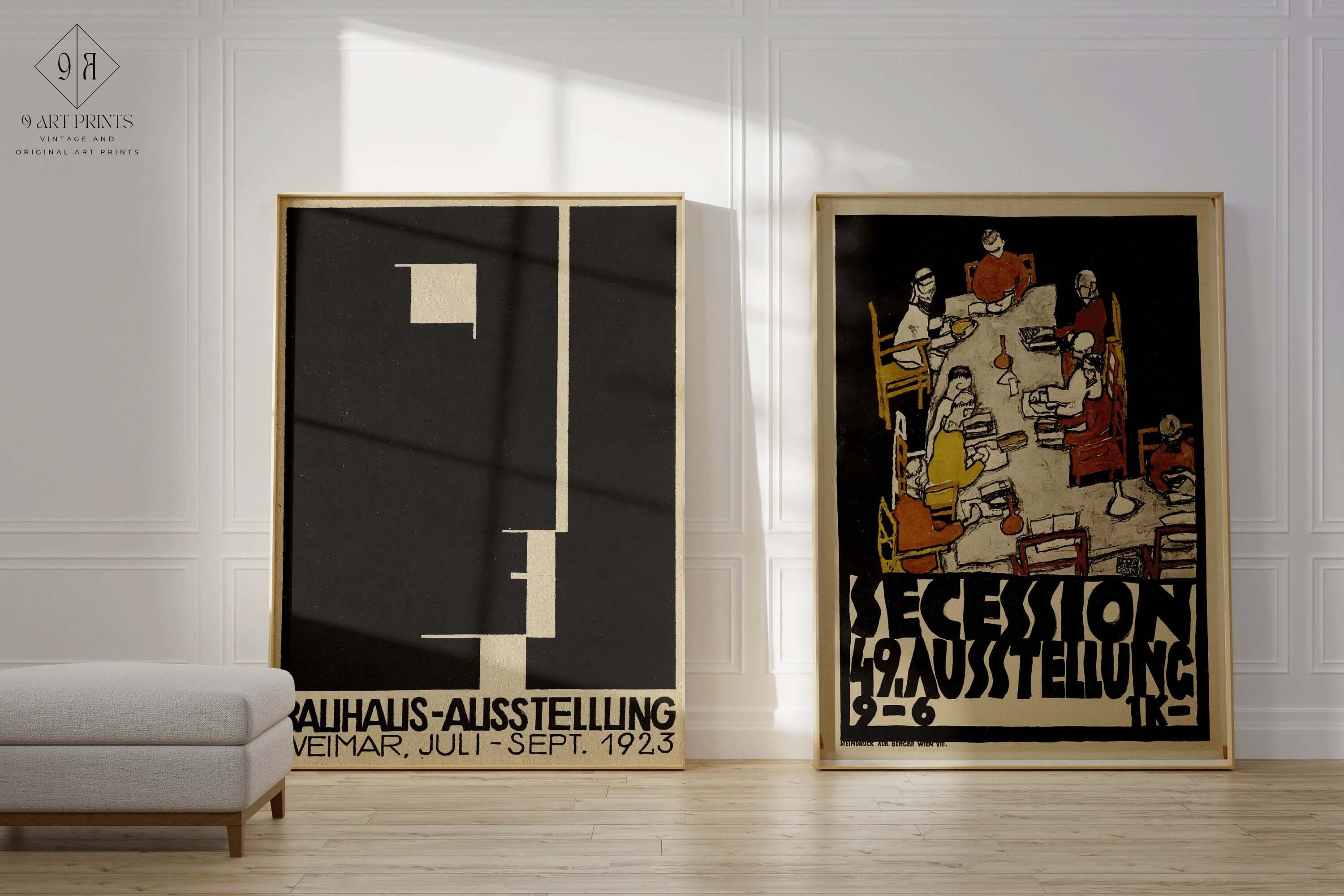 Set of 2 Bauhaus Egon Schiele Ausstellung Posters | Mid - Century Modern Art Prints (available framed or unframed) - 9ArtPrints