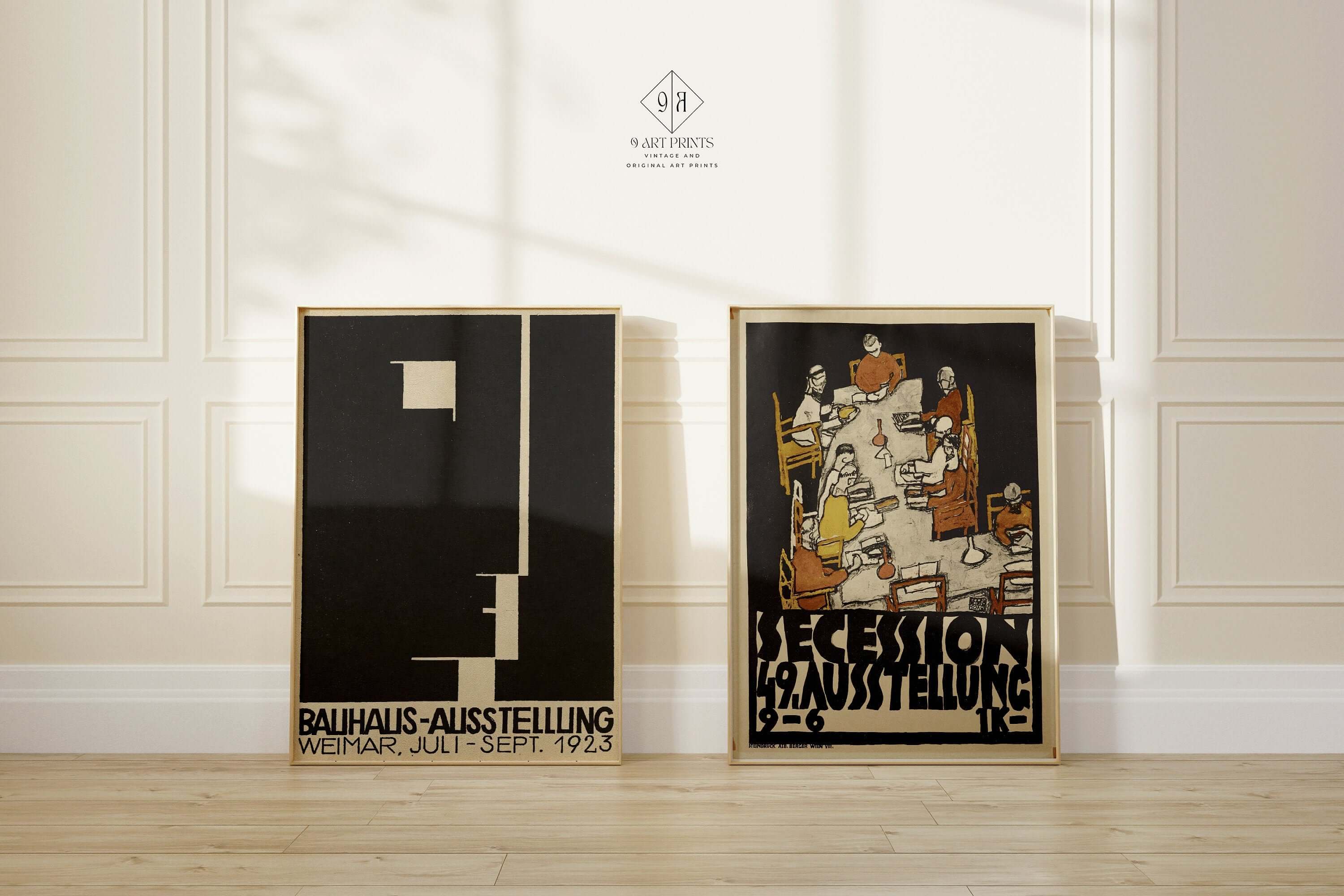 Set of 2 Bauhaus Egon Schiele Ausstellung Posters | Mid - Century Modern Art Prints (available framed or unframed) - 9ArtPrints