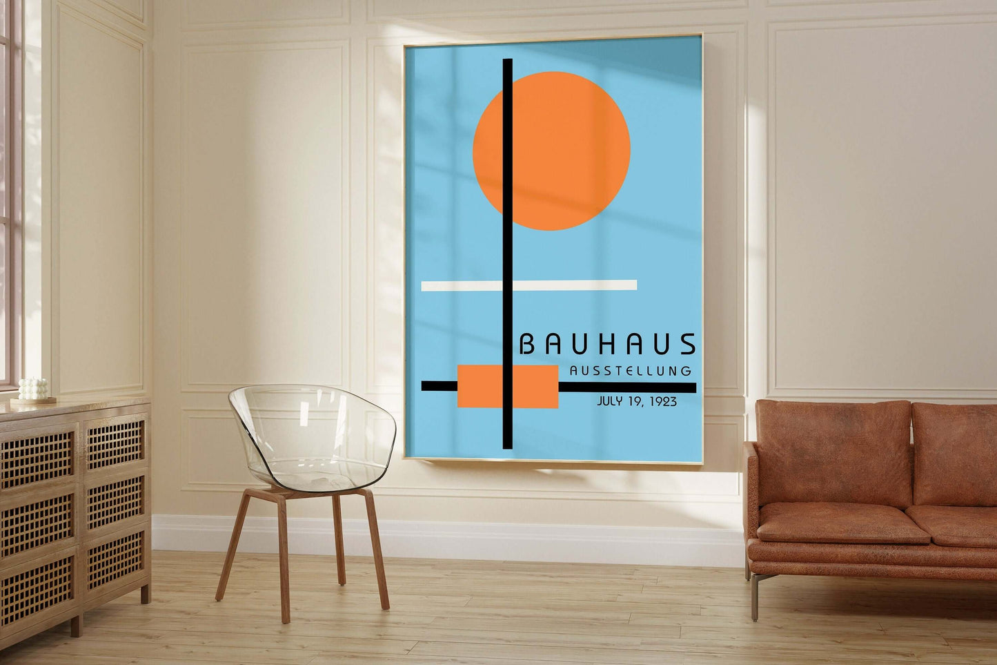 Set of 2 Blue Bauhaus Mid - Century Modern Art Print Posters | Available framed or unframed - 9ArtPrints