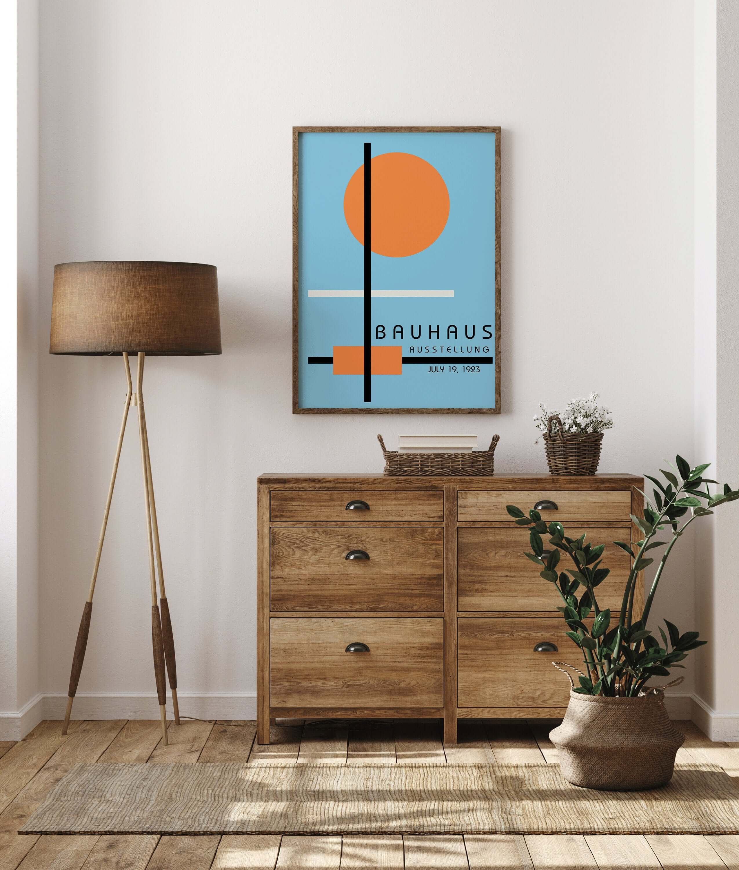 Set of 2 Blue Bauhaus Mid - Century Modern Art Print Posters | Available framed or unframed - 9ArtPrints