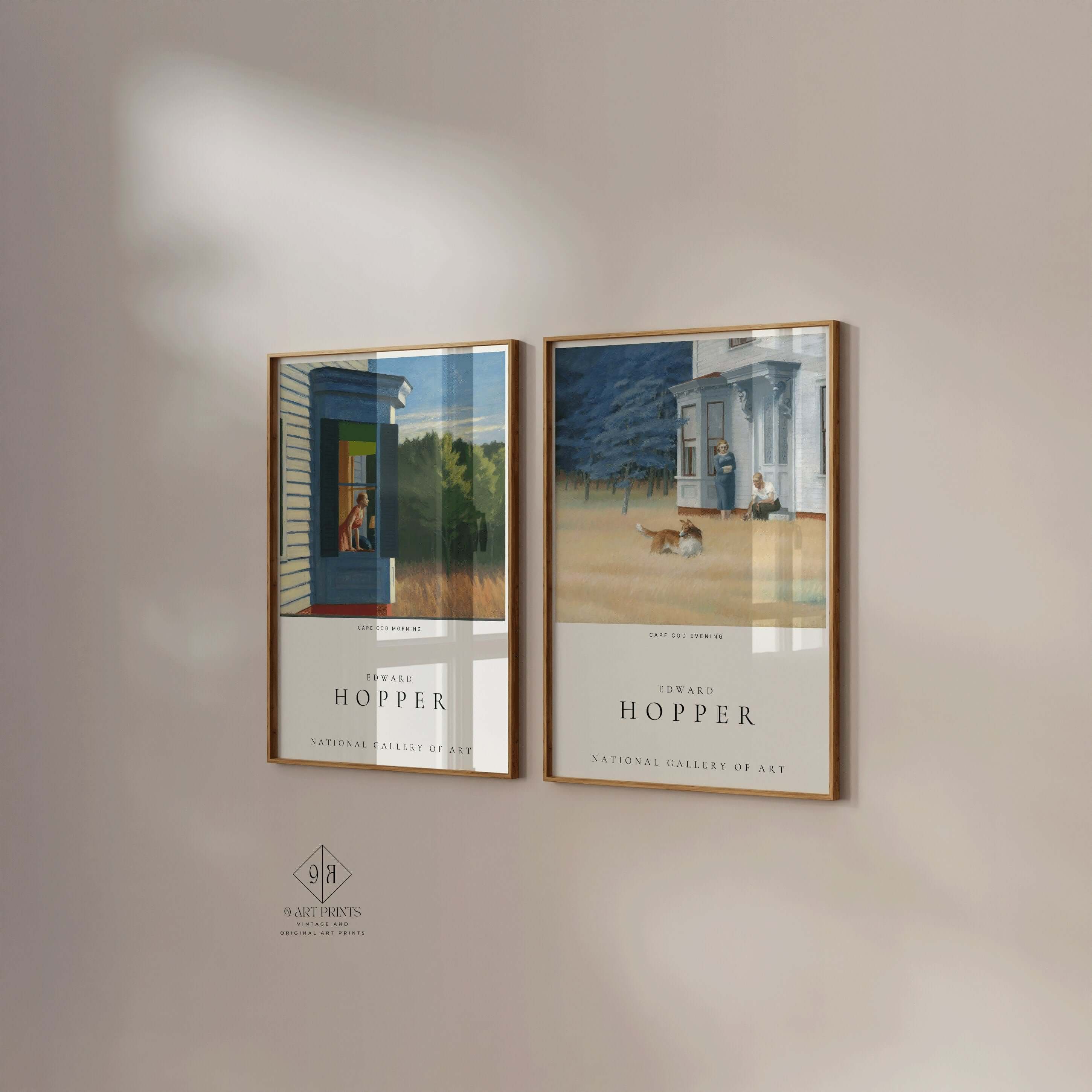 Set of 2 Edward Hopper Prints - Cape Cod Morning and Evening | Museum Exhibition Posters American Realist Art (available framed or unframed) - 9ArtPrints