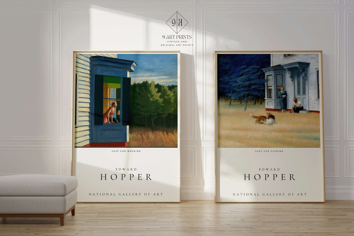 Set of 2 Edward Hopper Prints - Cape Cod Morning and Evening | Museum Exhibition Posters American Realist Art (available framed or unframed) - 9ArtPrints