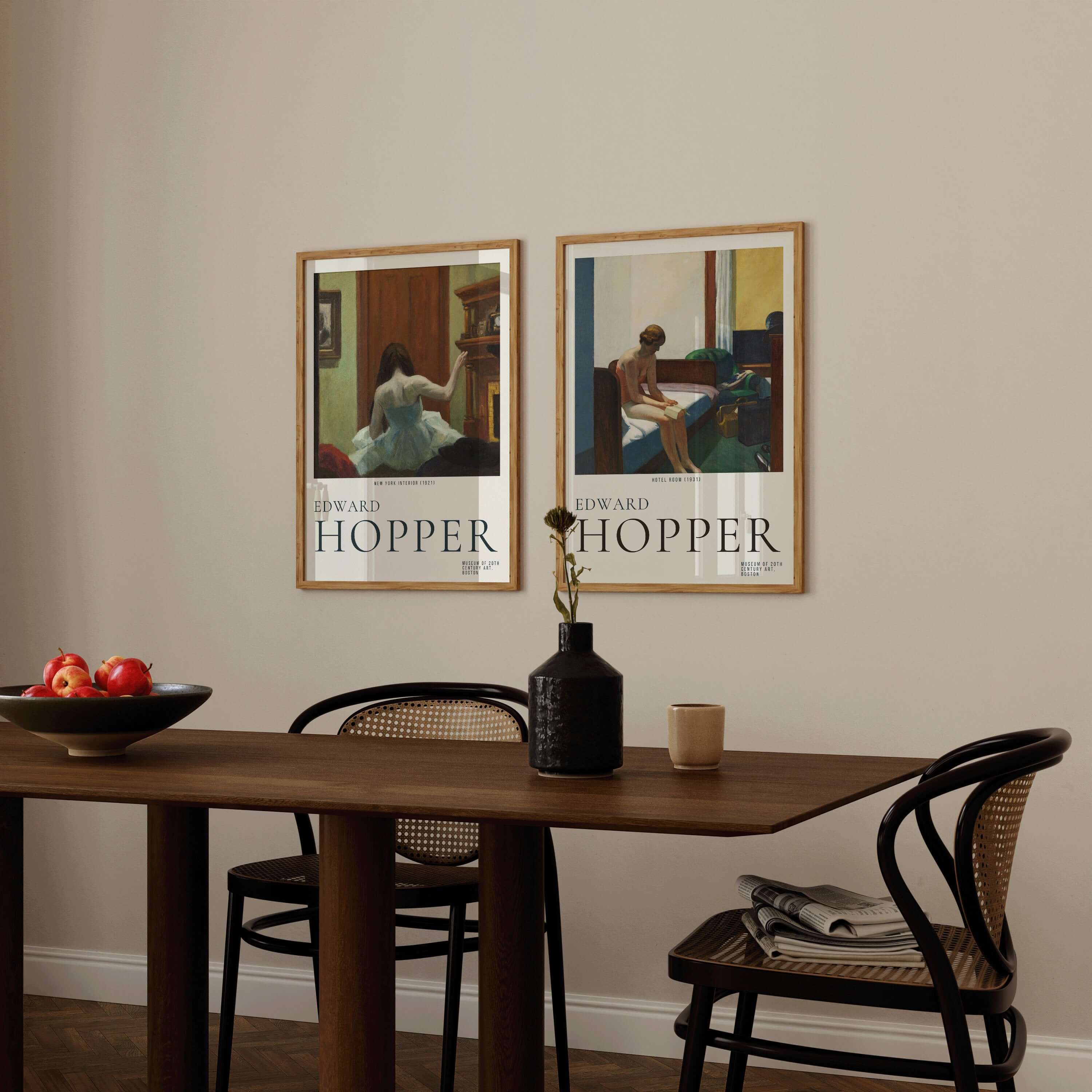 Set of 2 Edward Hopper Prints - New York Interior and Hotel Room | Museum Posters American Realist Art (available framed or unframed) - 9ArtPrints