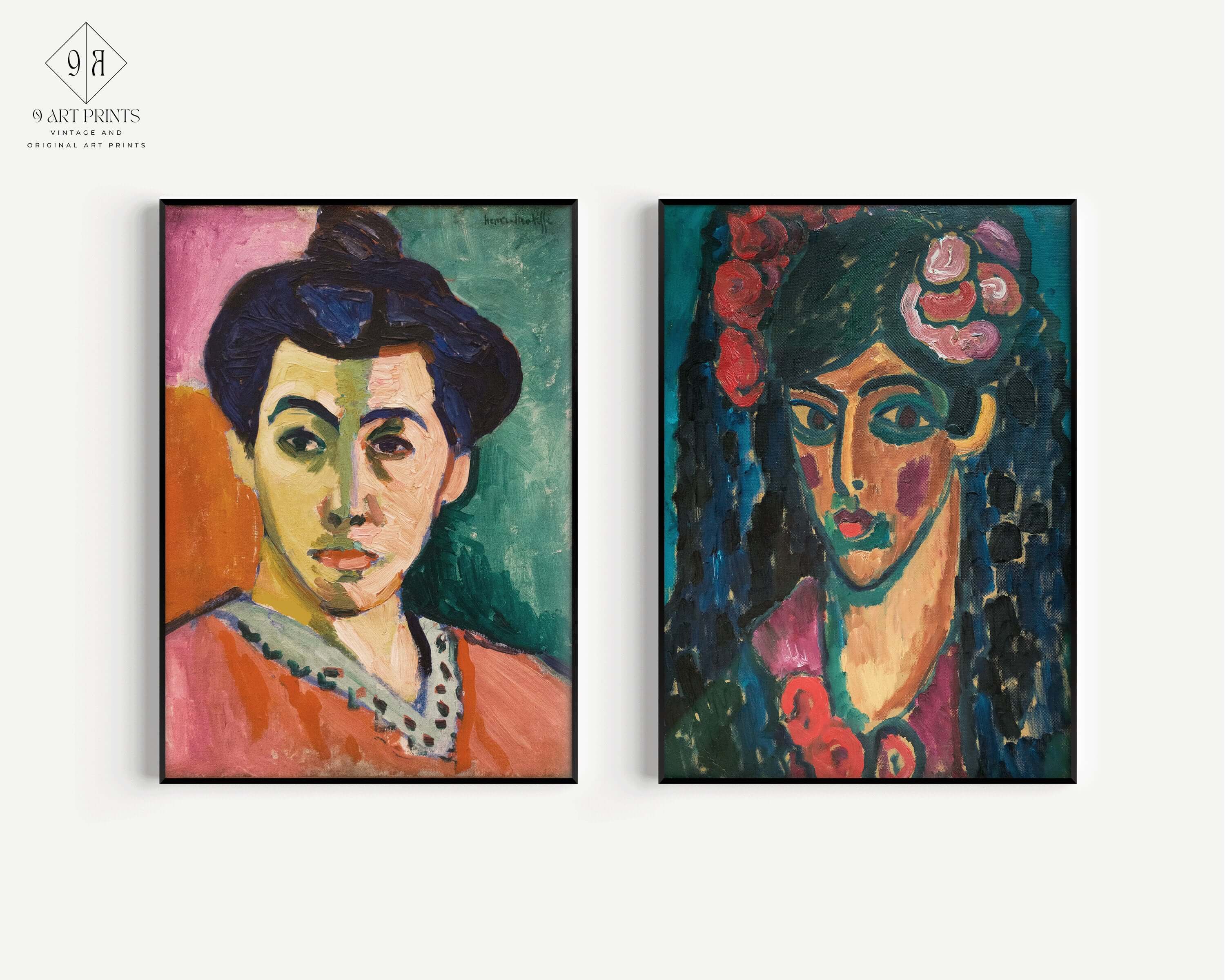 Set of 2 Henri Matisse Alexej Von Jawlensky Prints - Spanish Woman and Green Stripe | Famous Fauvist Art (available framed or unframed) - 9ArtPrints