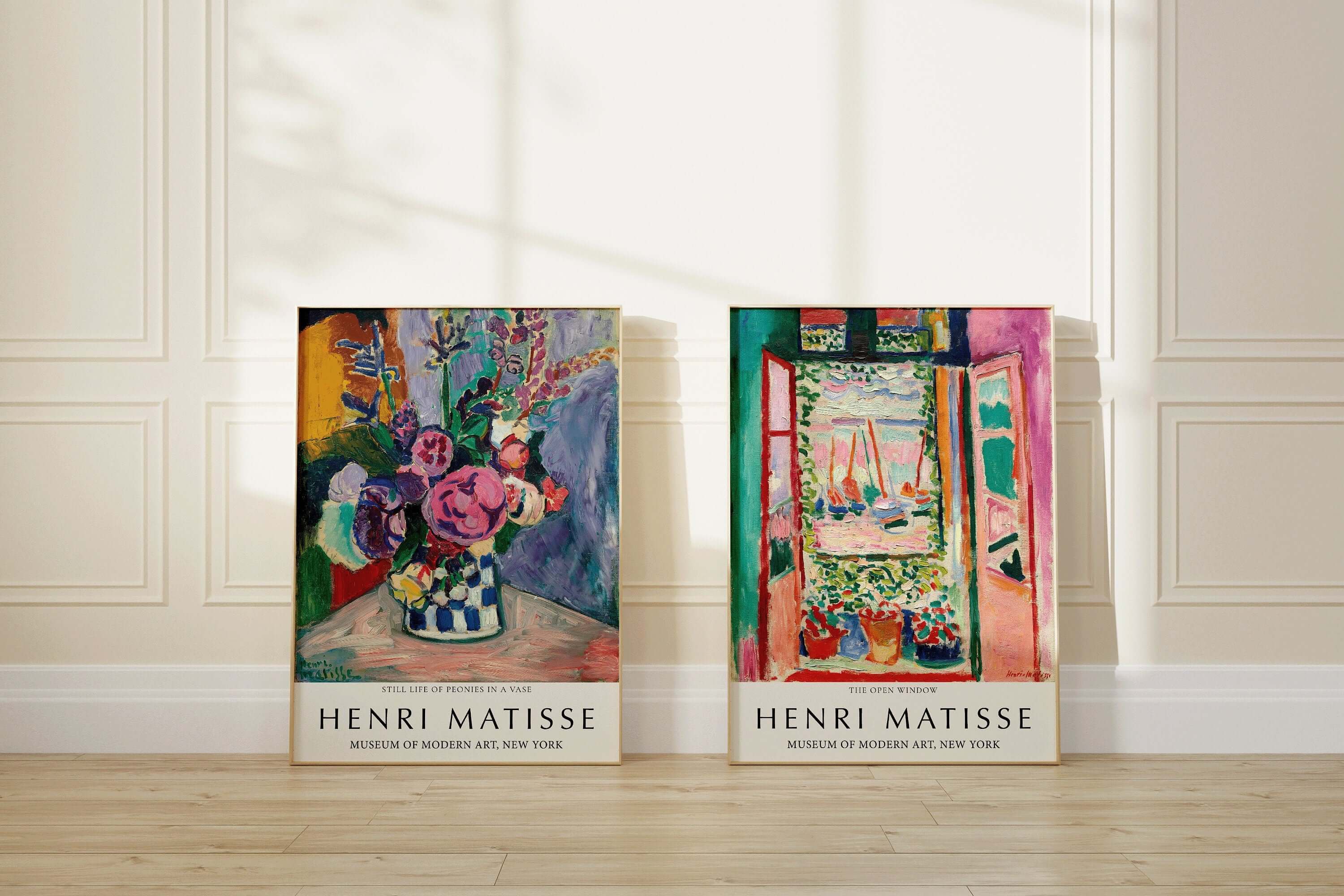 Set of 2 Henri Matisse Prints - Still Life with Peonies and Open Window Collioure | Museum Art Posters (available framed or unframed) - 9ArtPrints