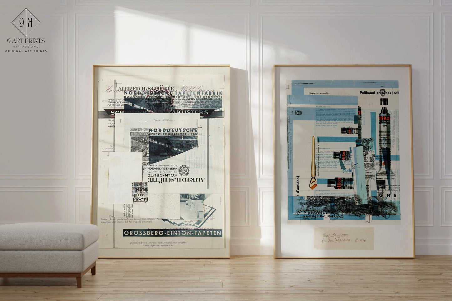 Set of 2 Kurt Schwitters Posters | Mid - Century Modern Dadaist Constructivist Bauhaus Neutral Art Prints (available handframed or unframed) - 9ArtPrints