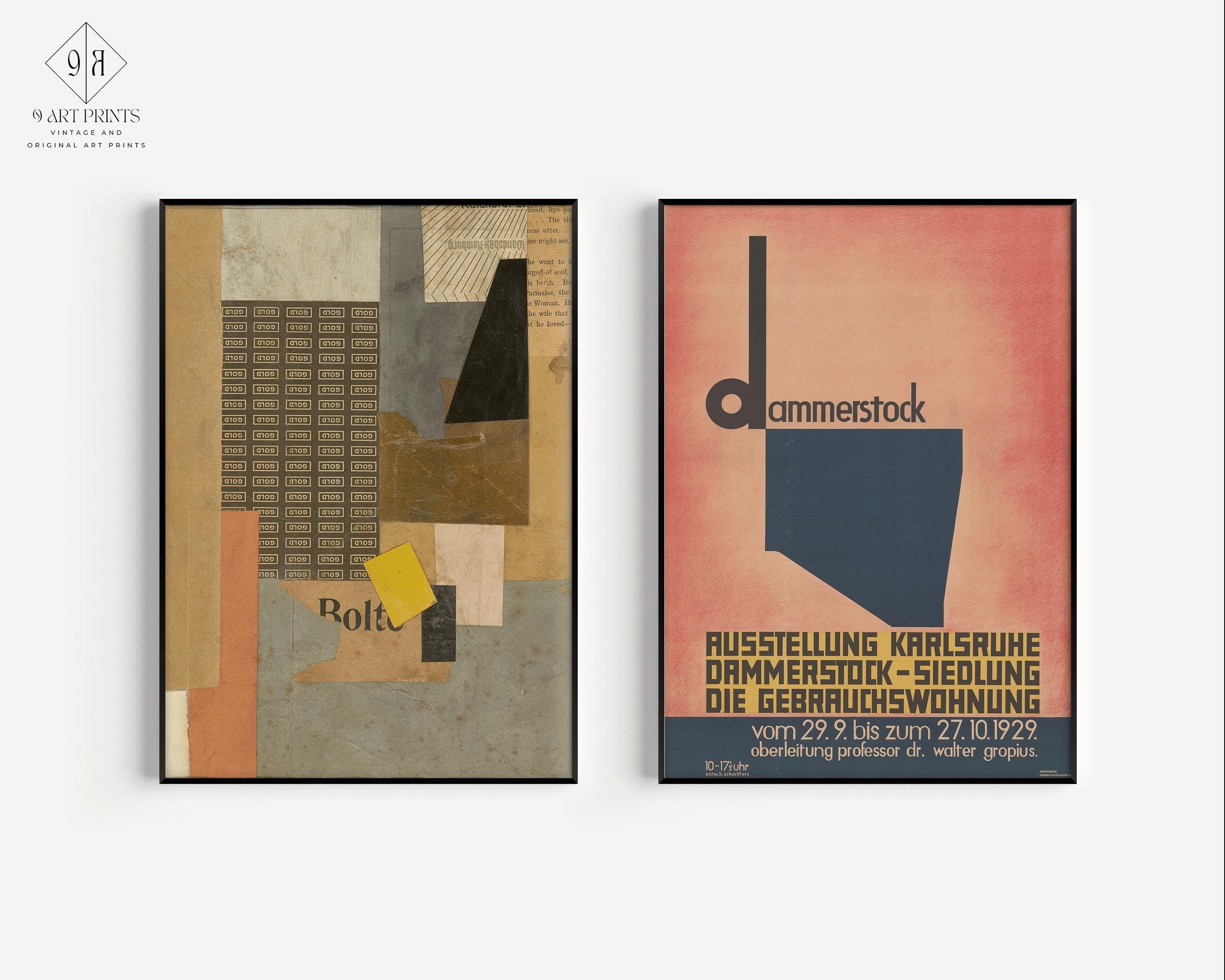 Set of 2 Kurt Schwitters Posters | Mid - Century Modern Dadaist Constructivist Bauhaus Style Art Prints (available handframed or unframed) - 9ArtPrints