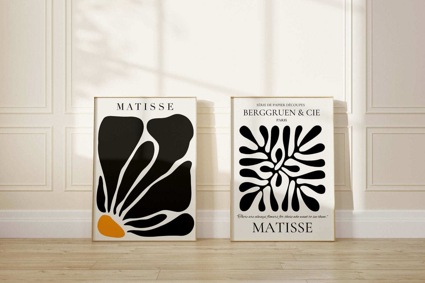 Set of 2 Neutral Black and White Henri Matisse Bauhaus Mid - Century Modern Art Print Posters | Available framed or unframed - 9ArtPrints