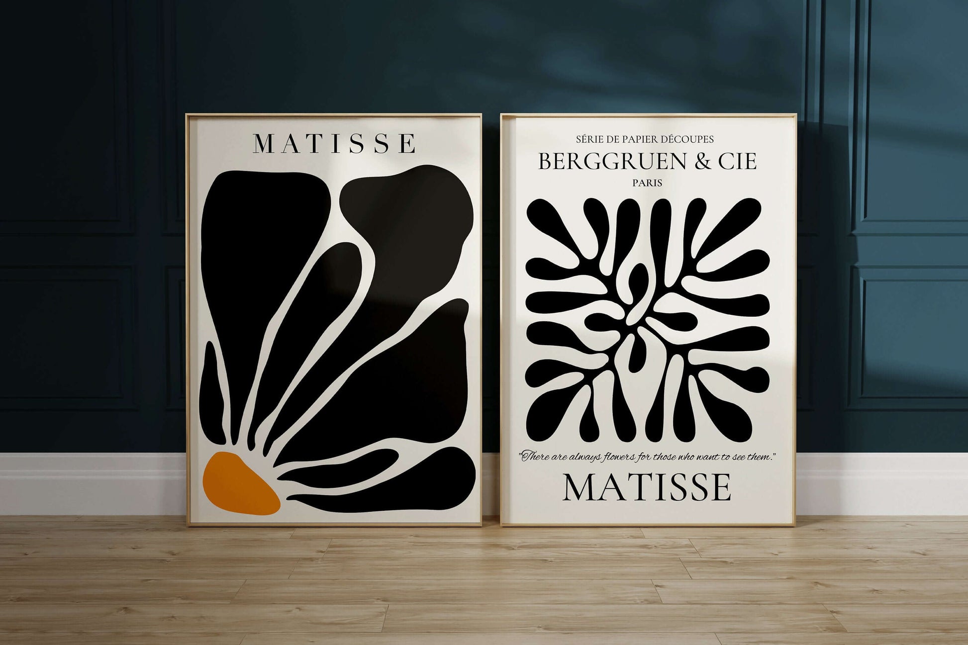 Set of 2 Neutral Black and White Henri Matisse Bauhaus Mid - Century Modern Art Print Posters | Available framed or unframed - 9ArtPrints