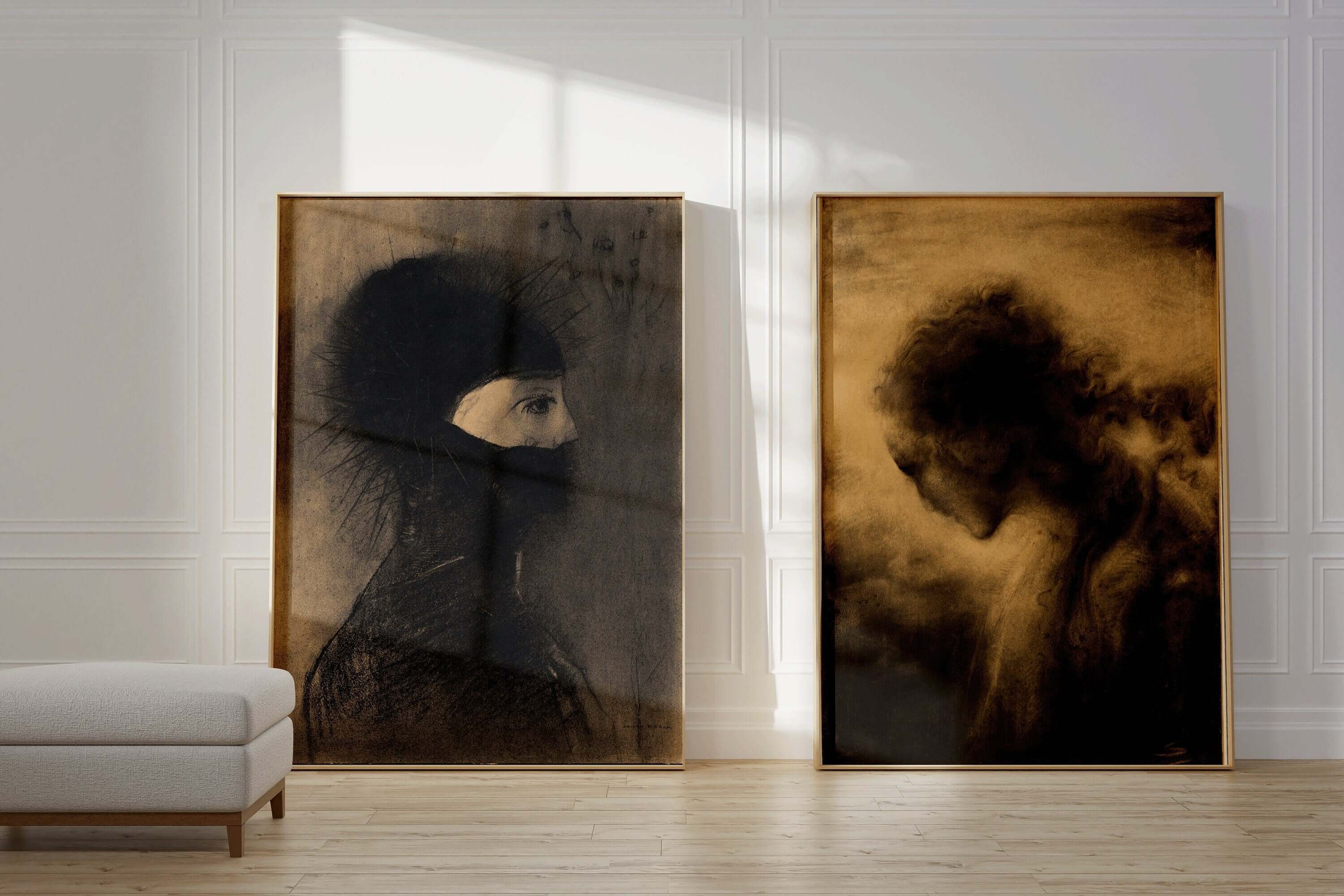 Set of 2 Odilon Redon and Franz Stamkart - Armor and Contemplatie | Dark Academia Style Surreal Art (available framed or unframed) - 9ArtPrints