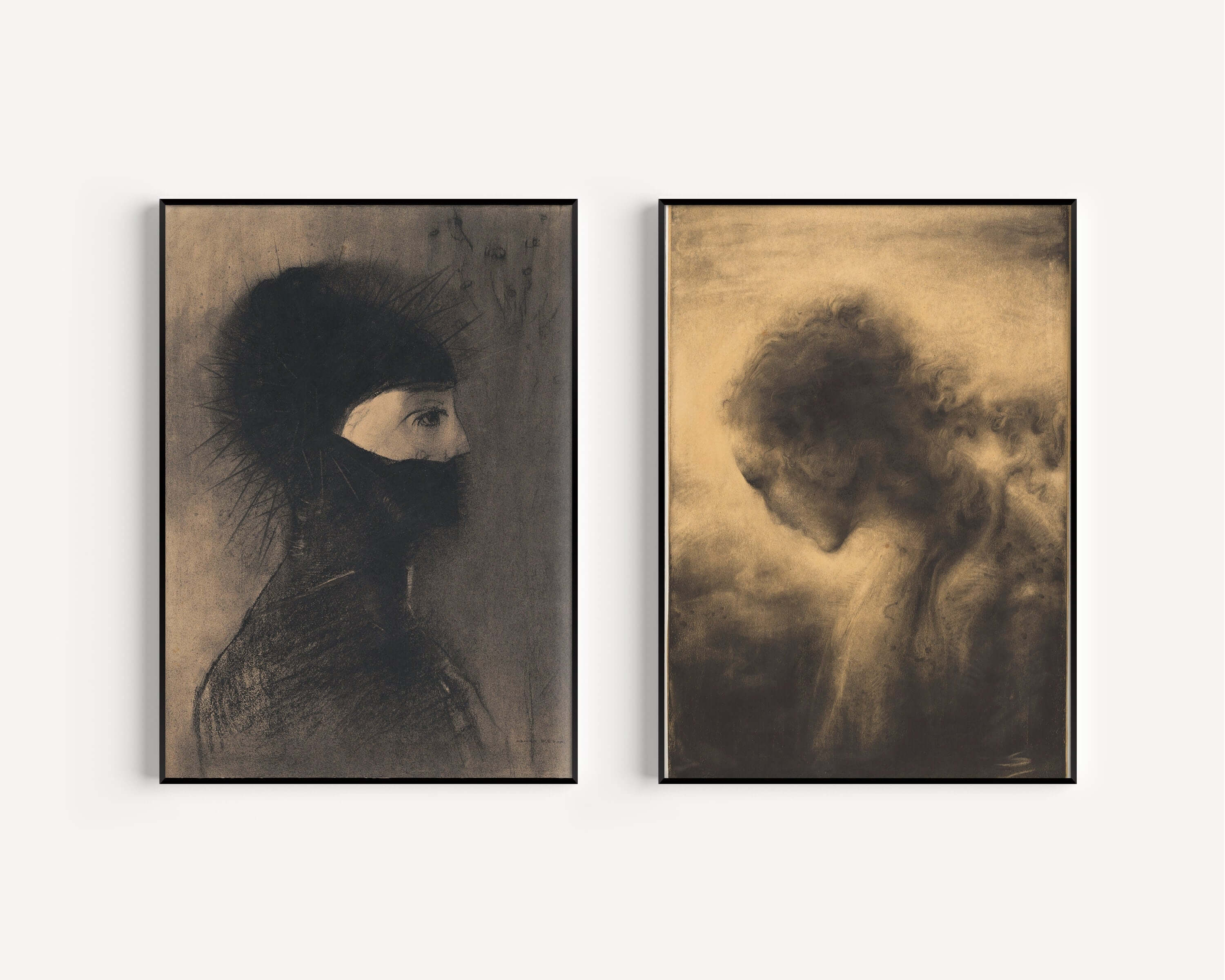 Set of 2 Odilon Redon and Franz Stamkart - Armor and Contemplatie | Dark Academia Style Surreal Art (available framed or unframed) - 9ArtPrints