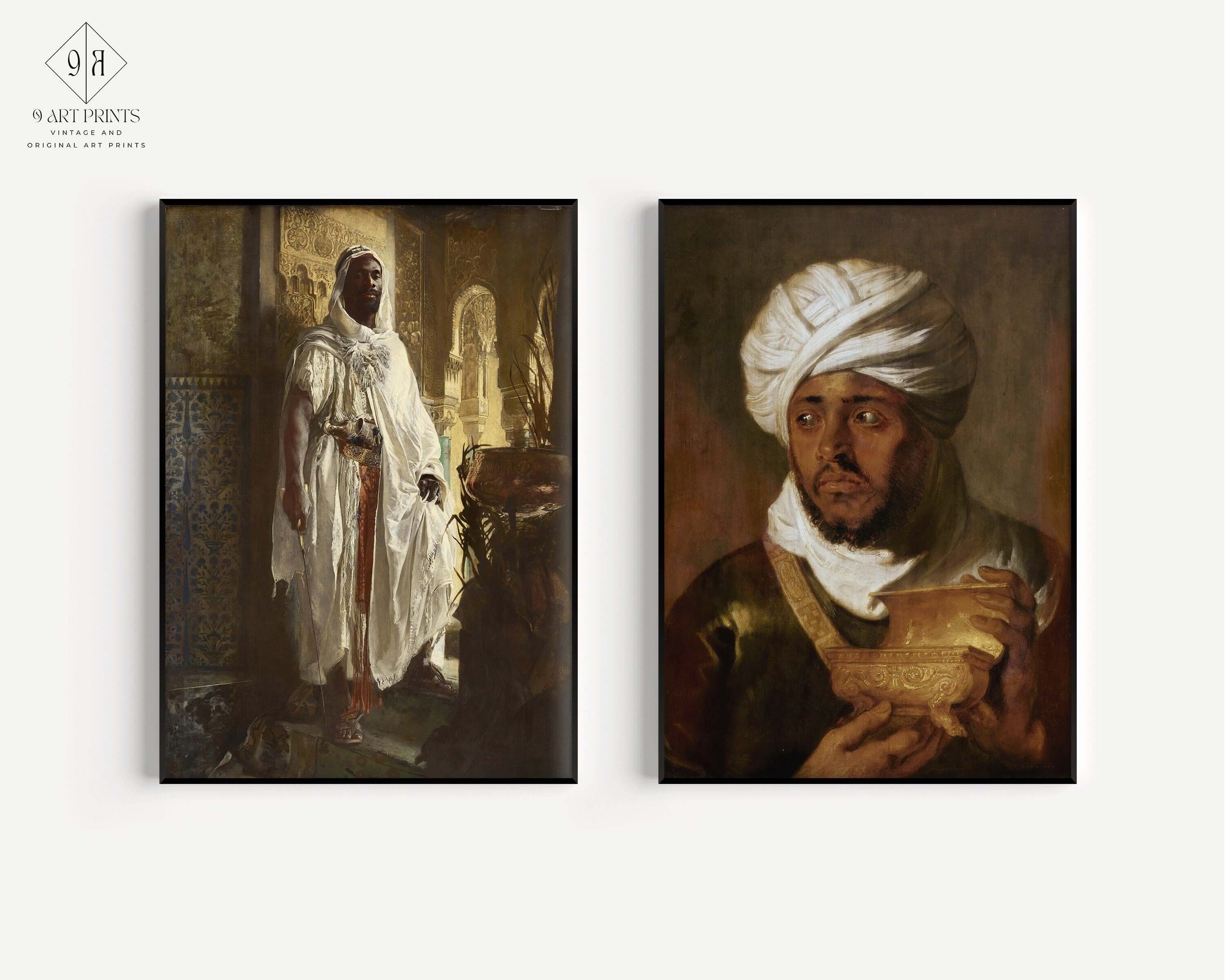 Set of 2 Orientalist Art Prints - The Moorish Chief and The Moorish King | Edouard Charlemont and Rubens Art (available framed or unframed) - 9ArtPrints