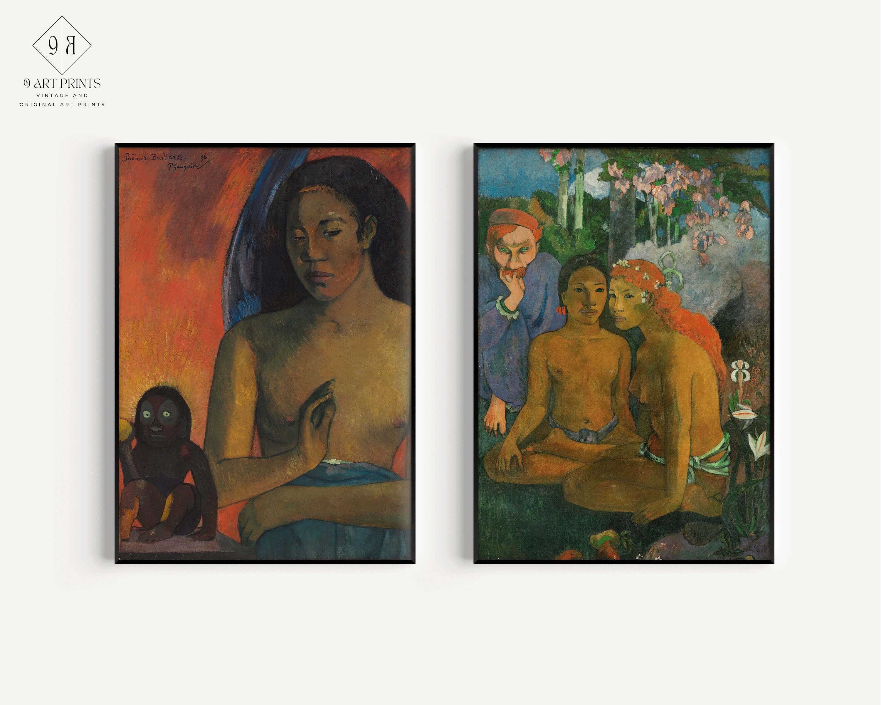 Set of 2 Paul Gauguin Prints - Poemes Barbares et Contes Barbares | Impressionist Paintings (available framed or unframed) - 9ArtPrints