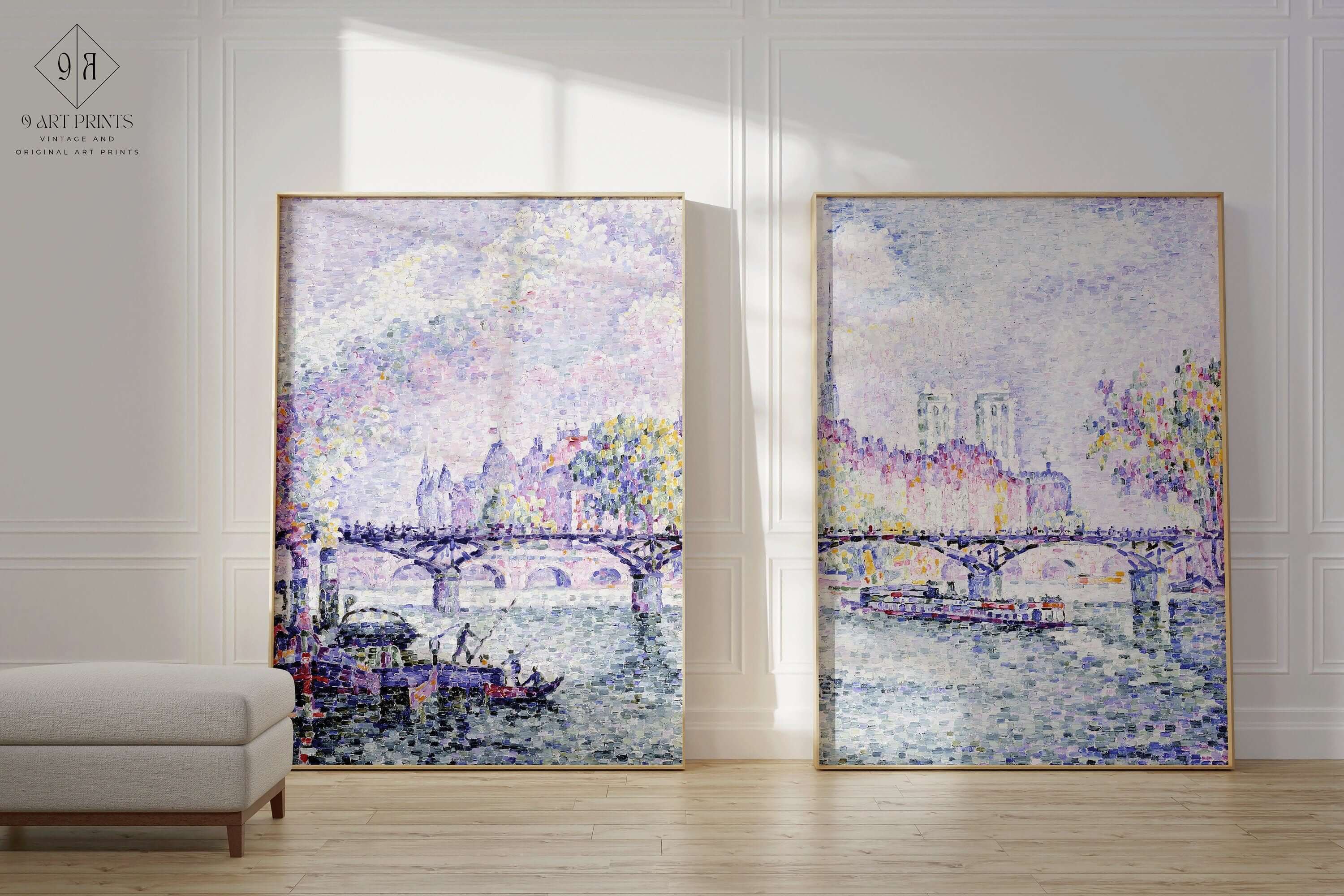 Set of 2 Paul Signac Prints - Le Pont des Arts | Lilac Impressionist Art (available framed or unframed) - 9ArtPrints