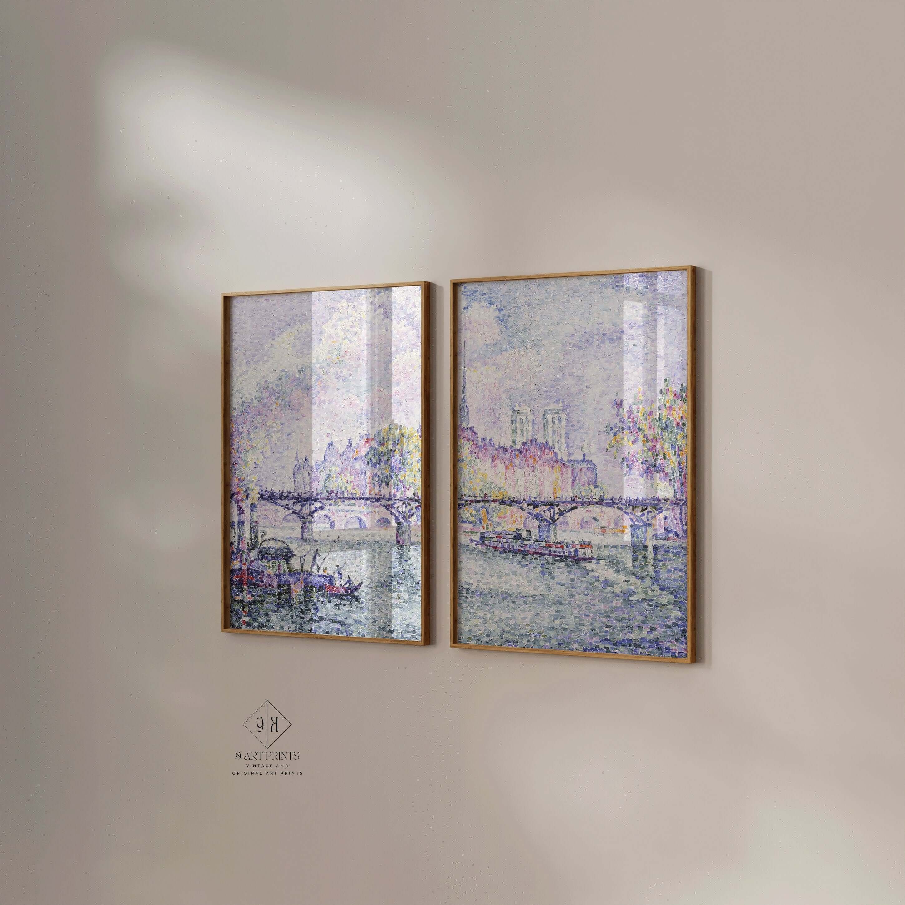 Set of 2 Paul Signac Prints - Le Pont des Arts | Lilac Impressionist Art (available framed or unframed) - 9ArtPrints