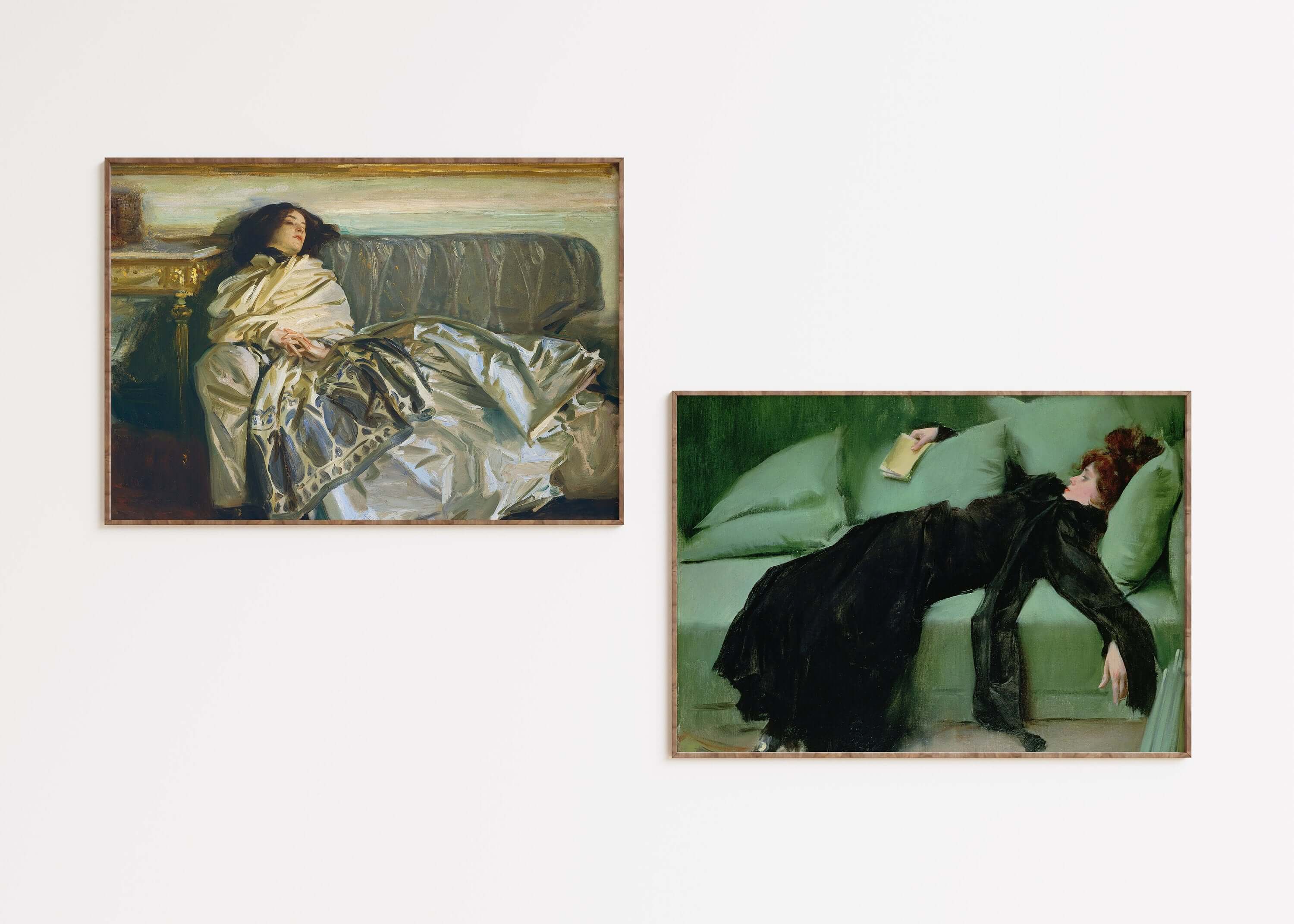 Set of 2 Tired Ladies | Ramon Casas After the Dance and John Singer Sargent's NonChaloir | Classic Art (available framed or unframed) - 9ArtPrints