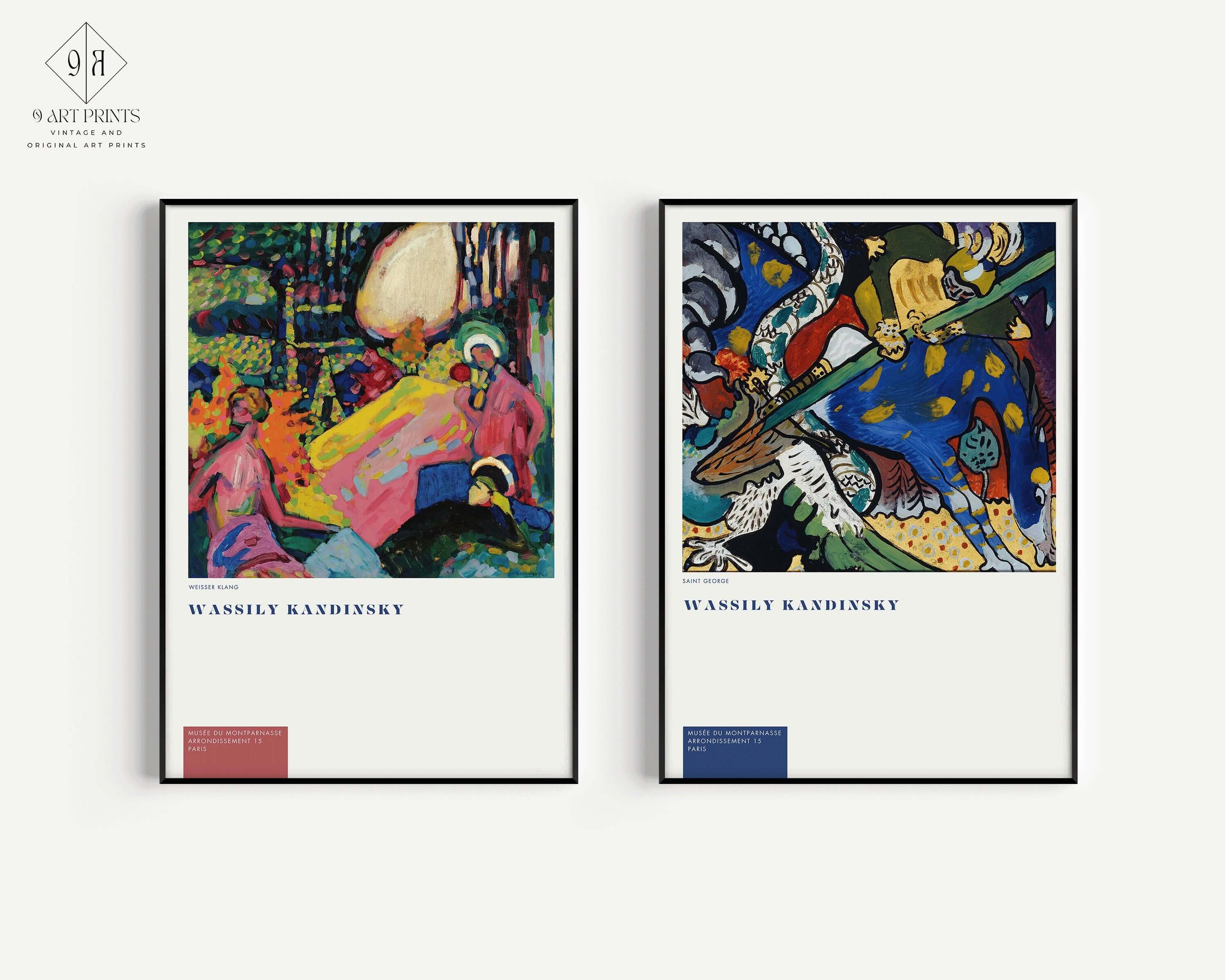 Set of 2 Wassily Kandinsky Prints - Weisser Klang (White Noise) and St. George | Modern Abstract Art (available framed or unframed) - 9ArtPrints