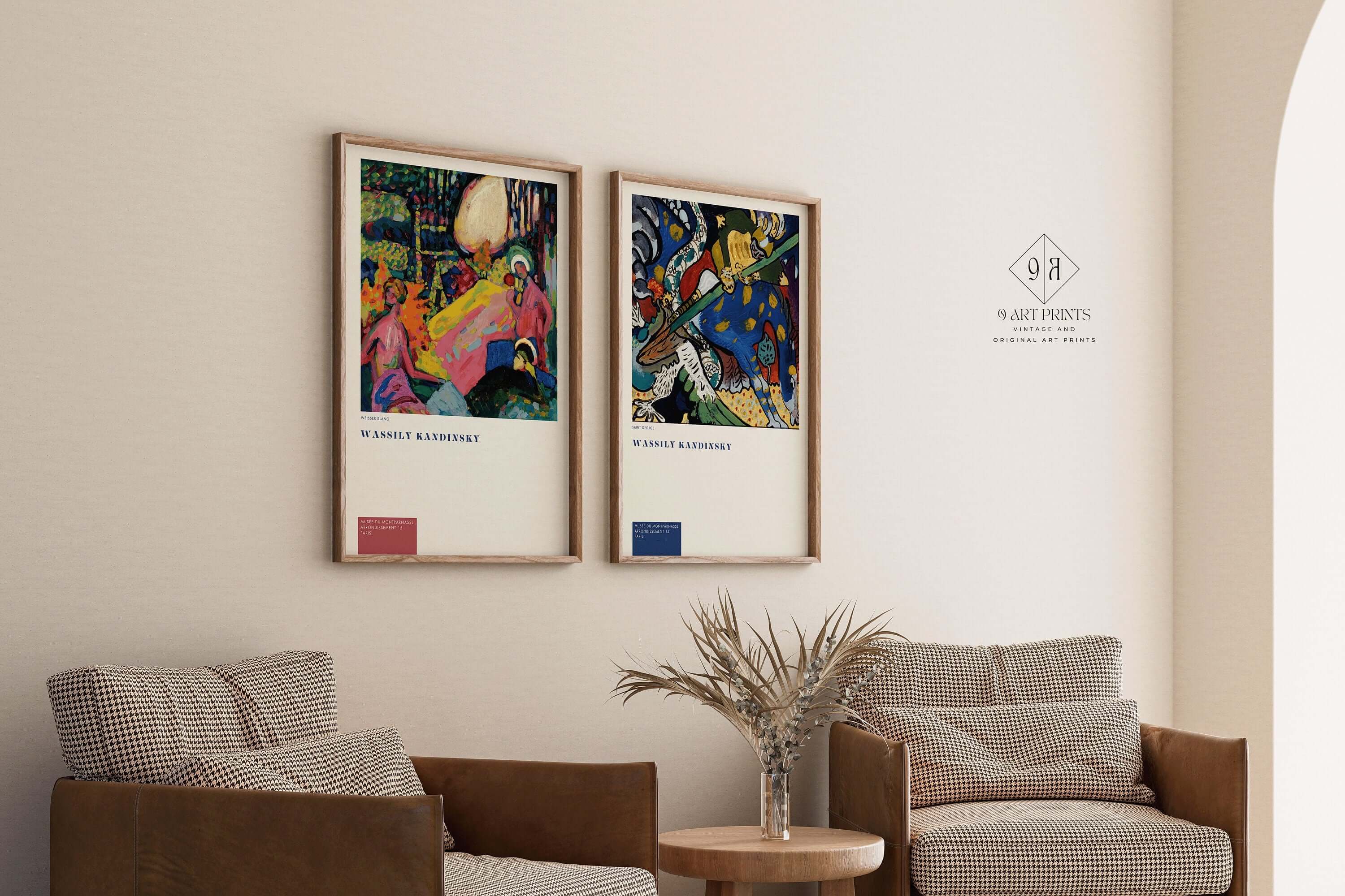 Set of 2 Wassily Kandinsky Prints - Weisser Klang (White Noise) and St. George | Modern Abstract Art (available framed or unframed) - 9ArtPrints