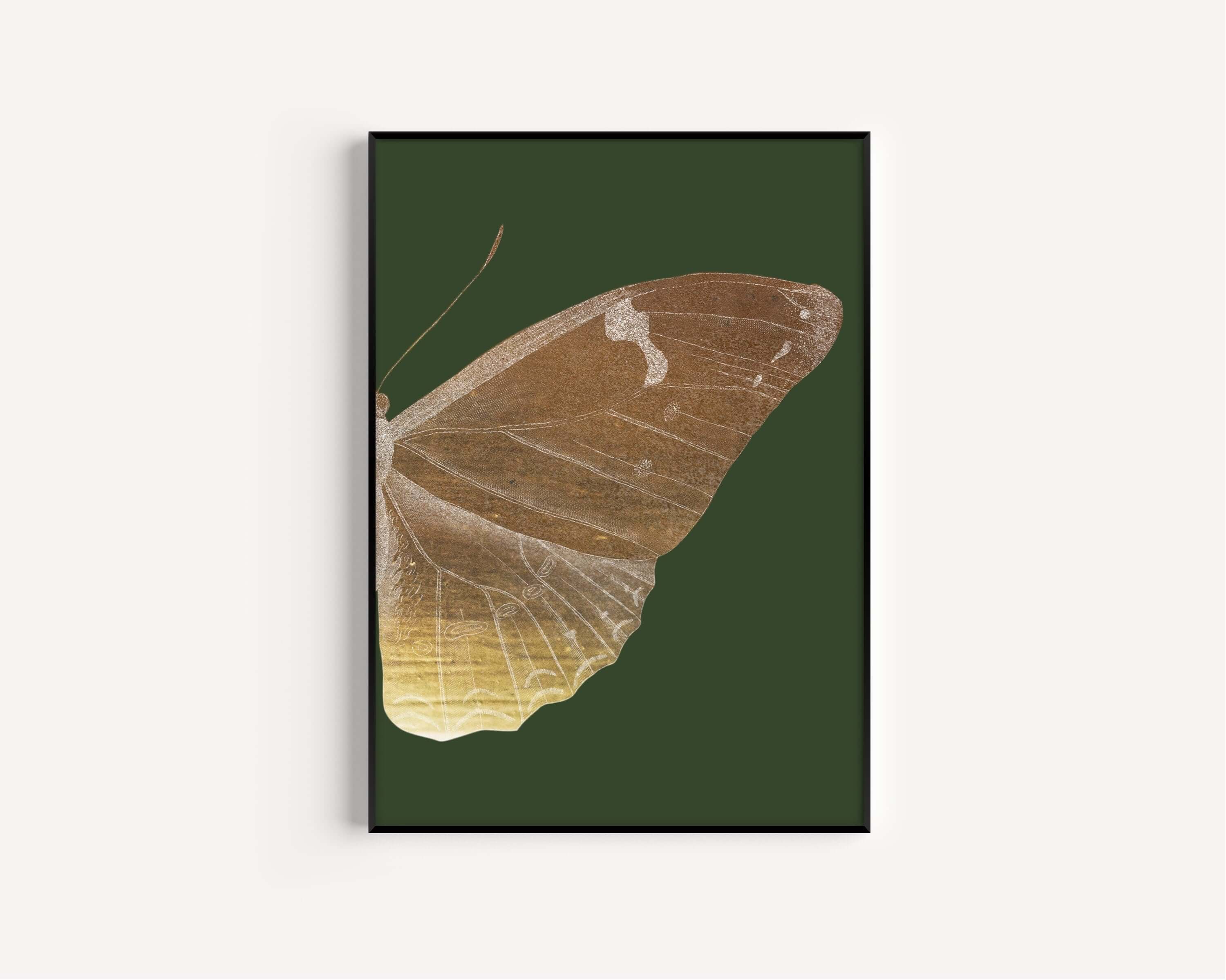 Set of 3 Dark Green Art Prints Academia Renaissance Butterfly Above Bed Famous Painting Art Framed Ready to Hang Home Office Decor Gold Gift - 9ArtPrints