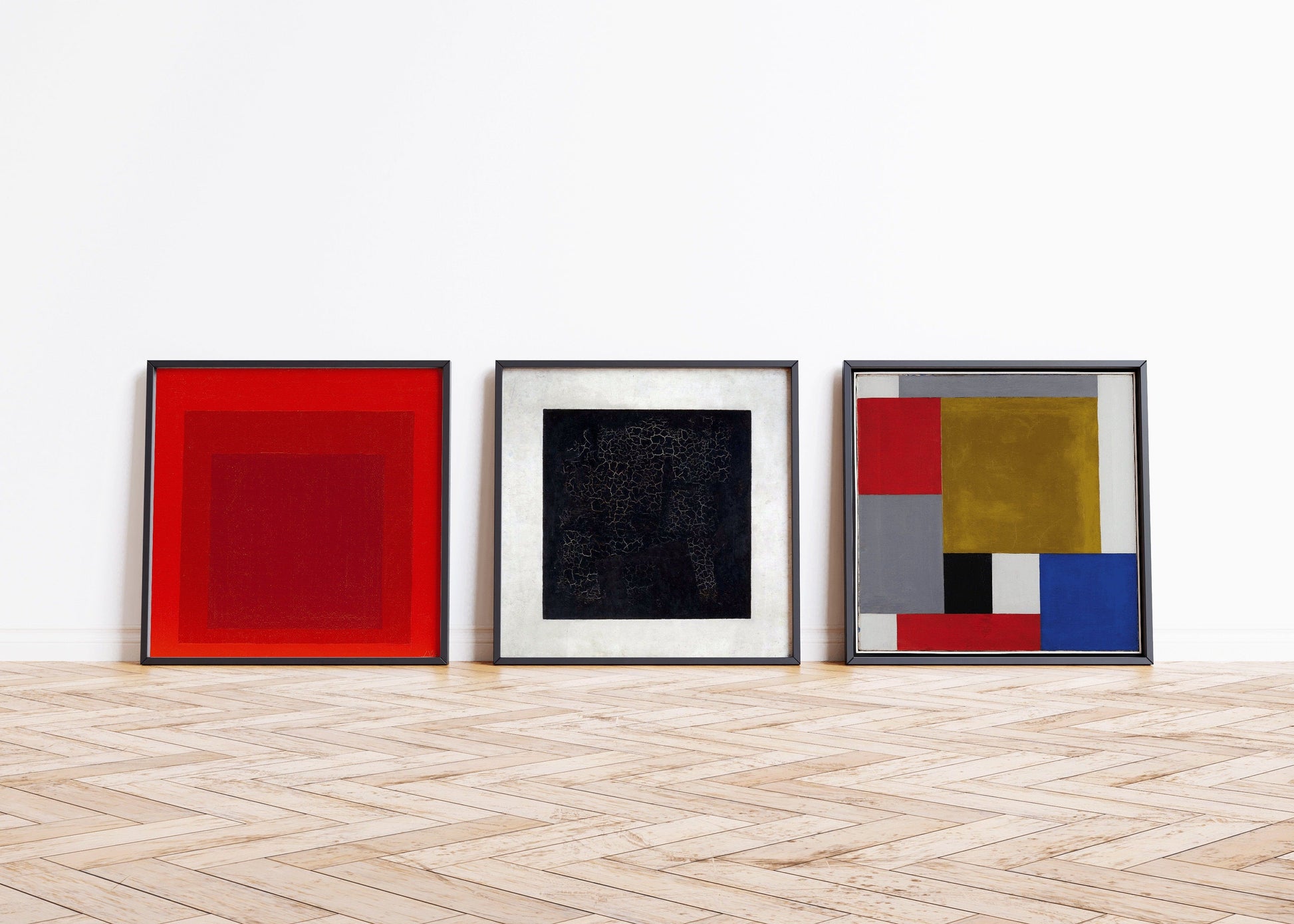 Set of 3 - Josef Albers, Kazimir Malevich and Theo von Doesburg Bauhaus | Available framed or unframed - 9ArtPrints